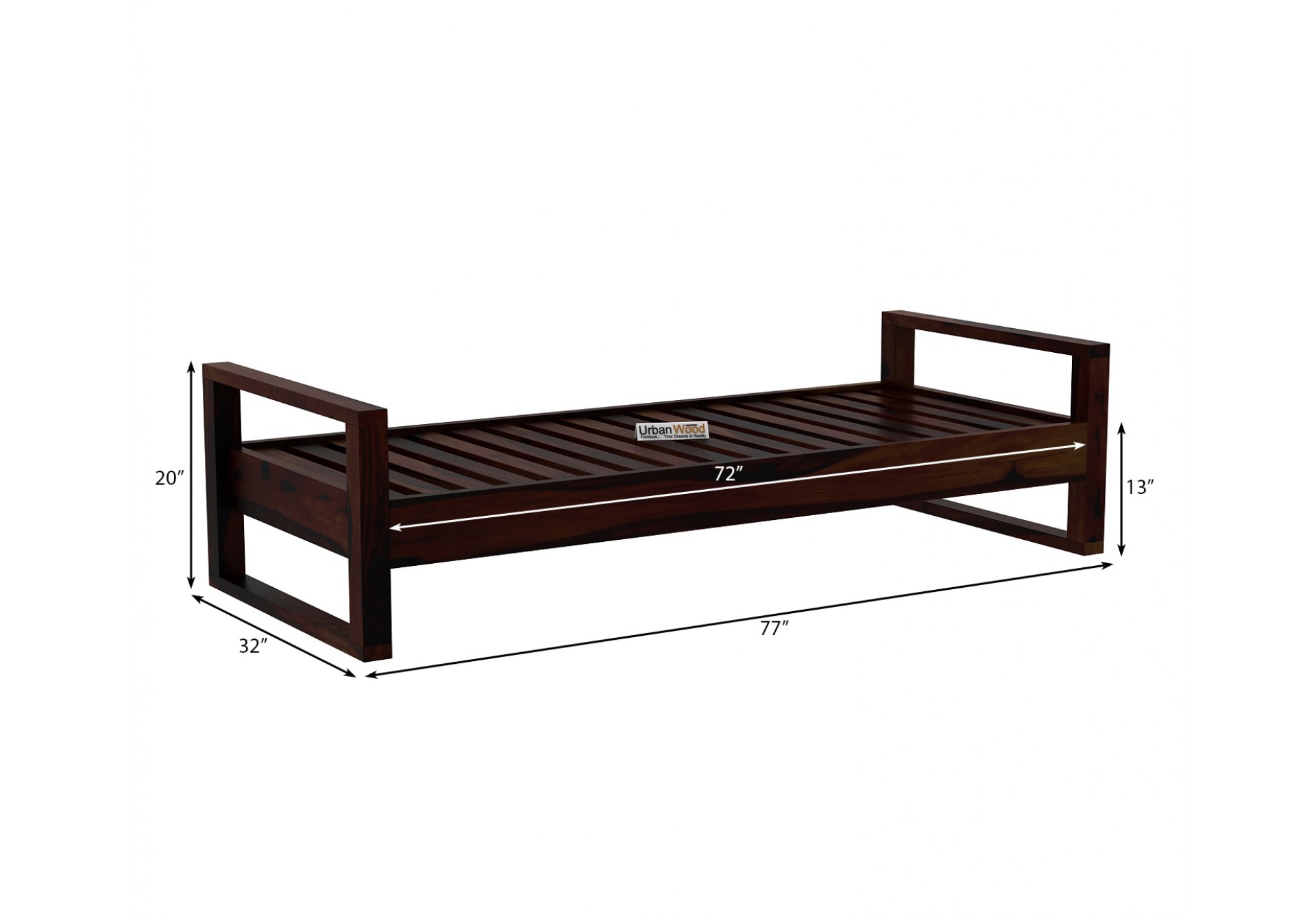Ara Wooden Diwan Bed (Walnut Finish)