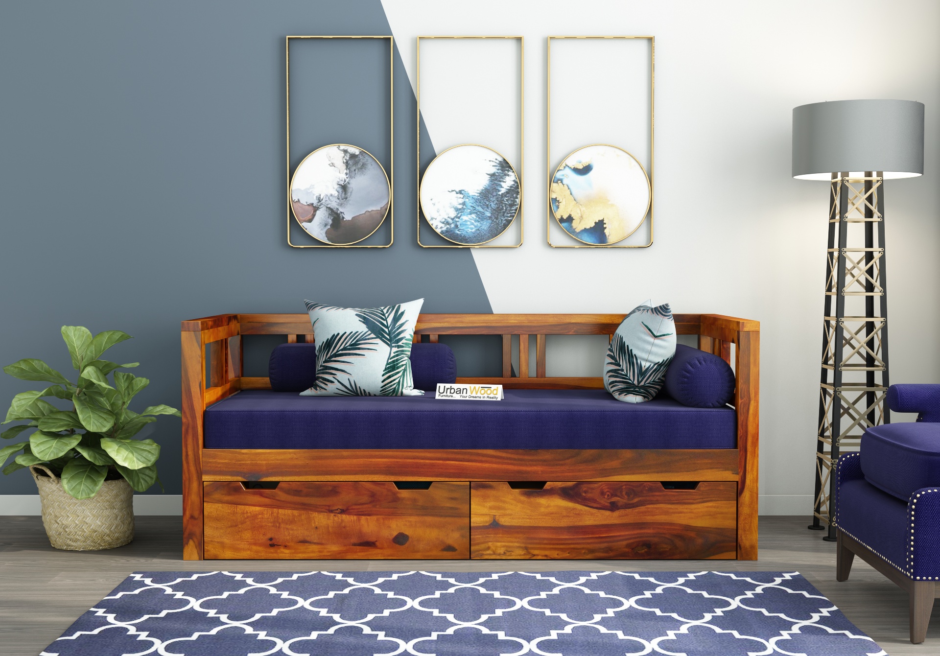 Maxii Diwan With Storage (Honey Finish)