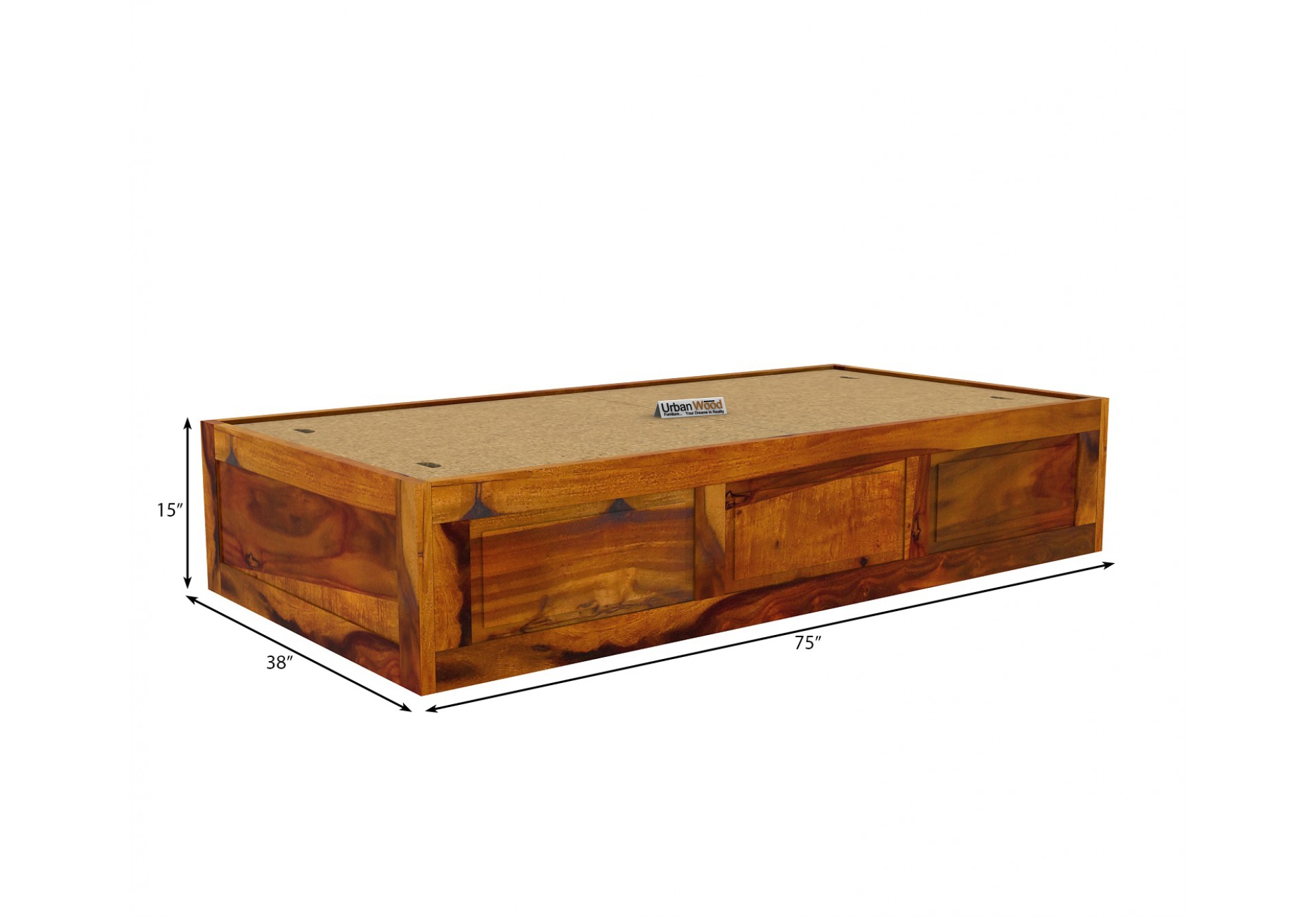Solas Diwan Bed With Storage (Honey Finish)