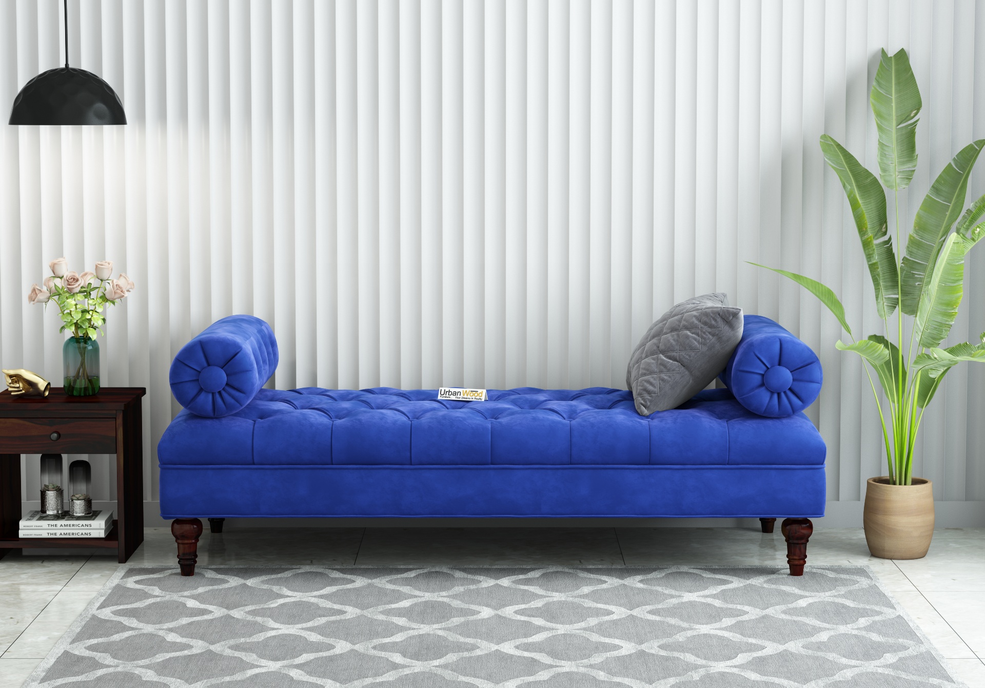 Urban Fabric Diwan (Velvet, Sapphire Blue)