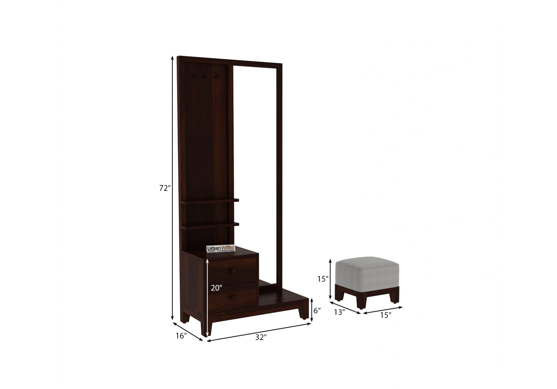 Gella Dressing Table ( Walnut Finish )