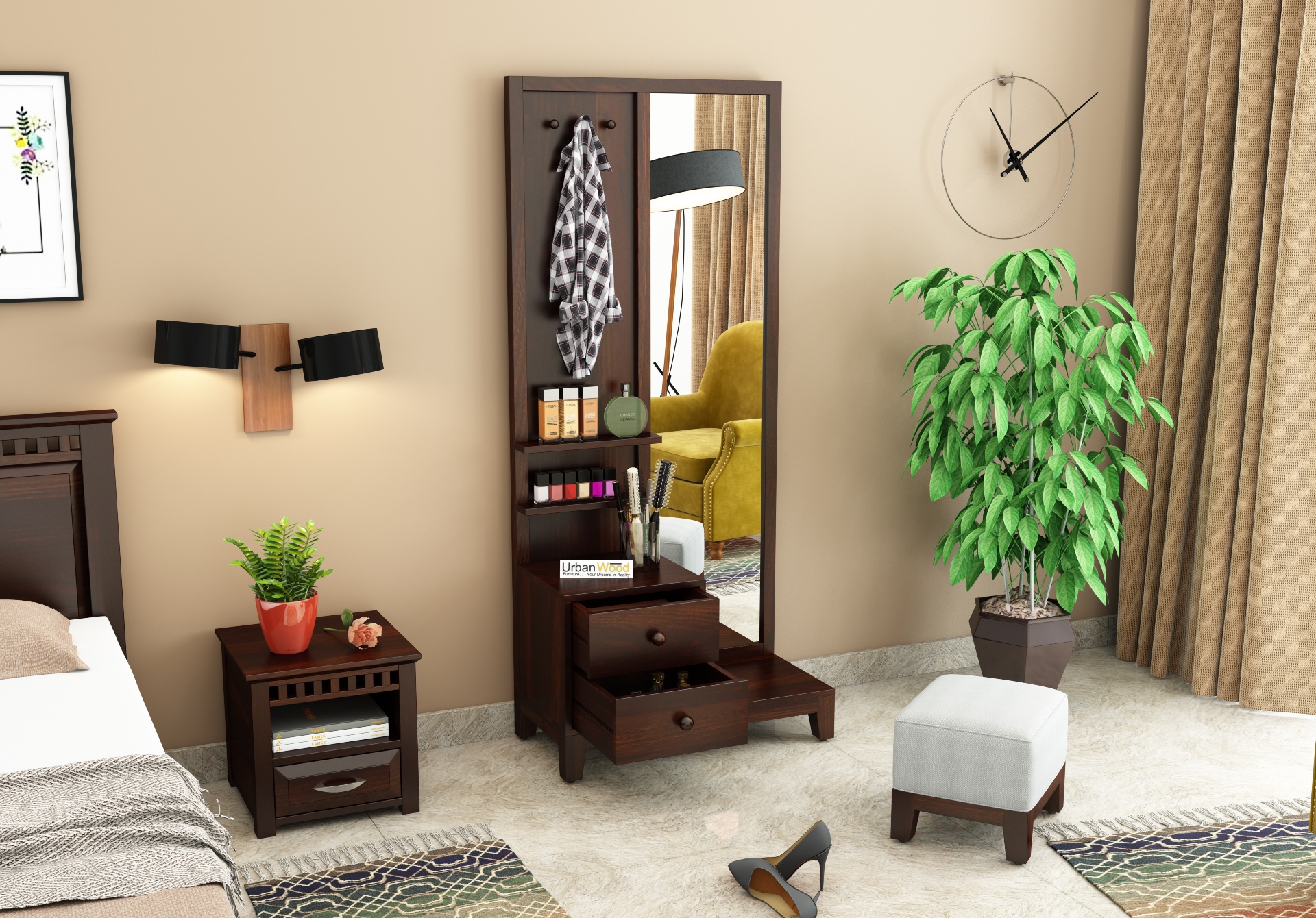 Gella Dressing Table ( Walnut Finish )
