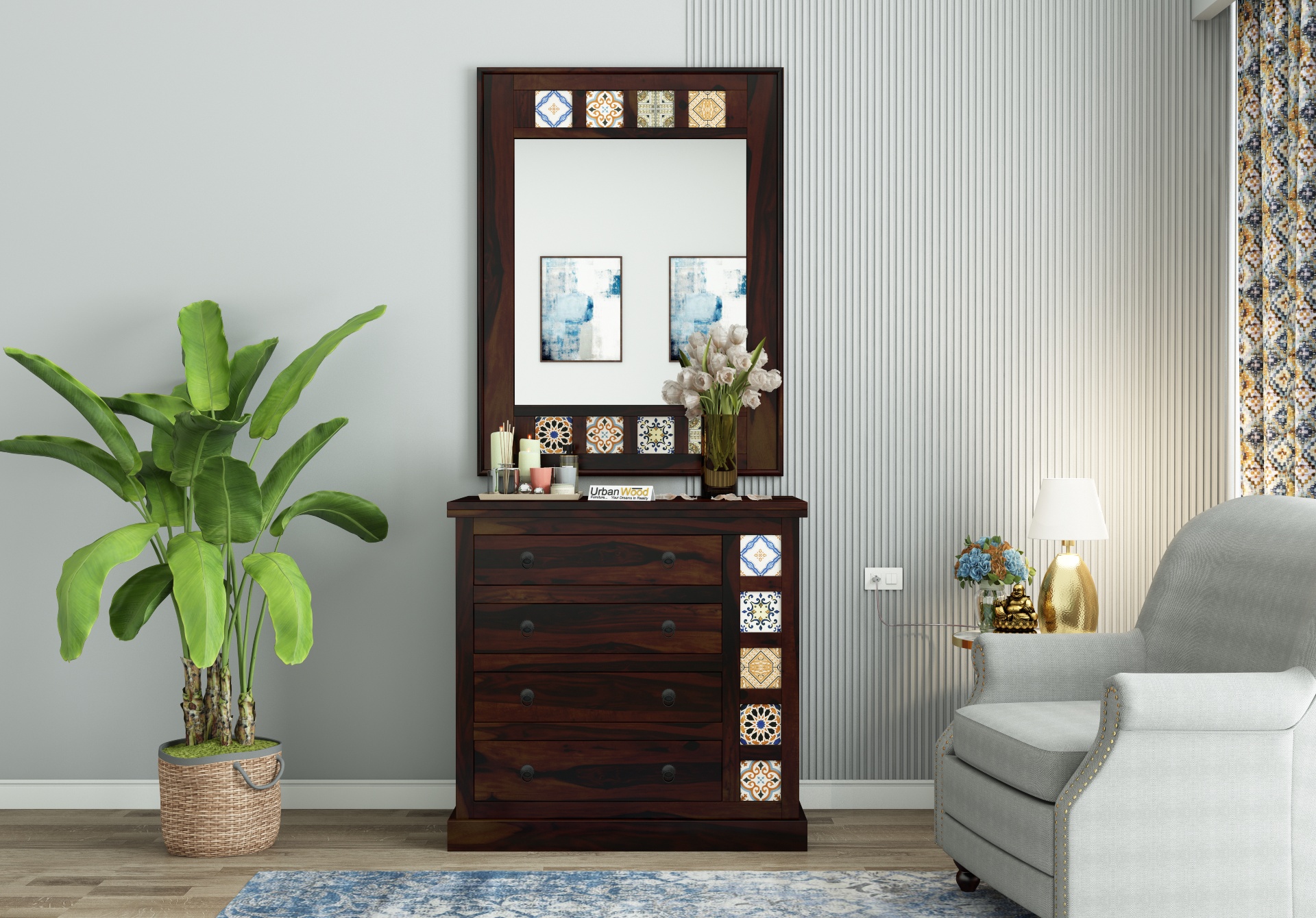 Relay Dressing Table ( Walnut Finish )