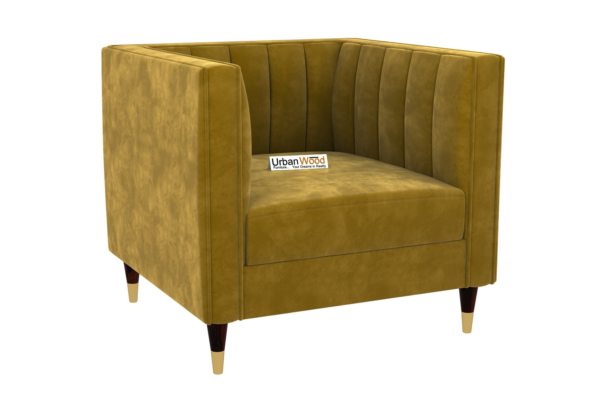 Abro 2+1+1 Seater Fabric Sofa (Velvet, Amber Gold)