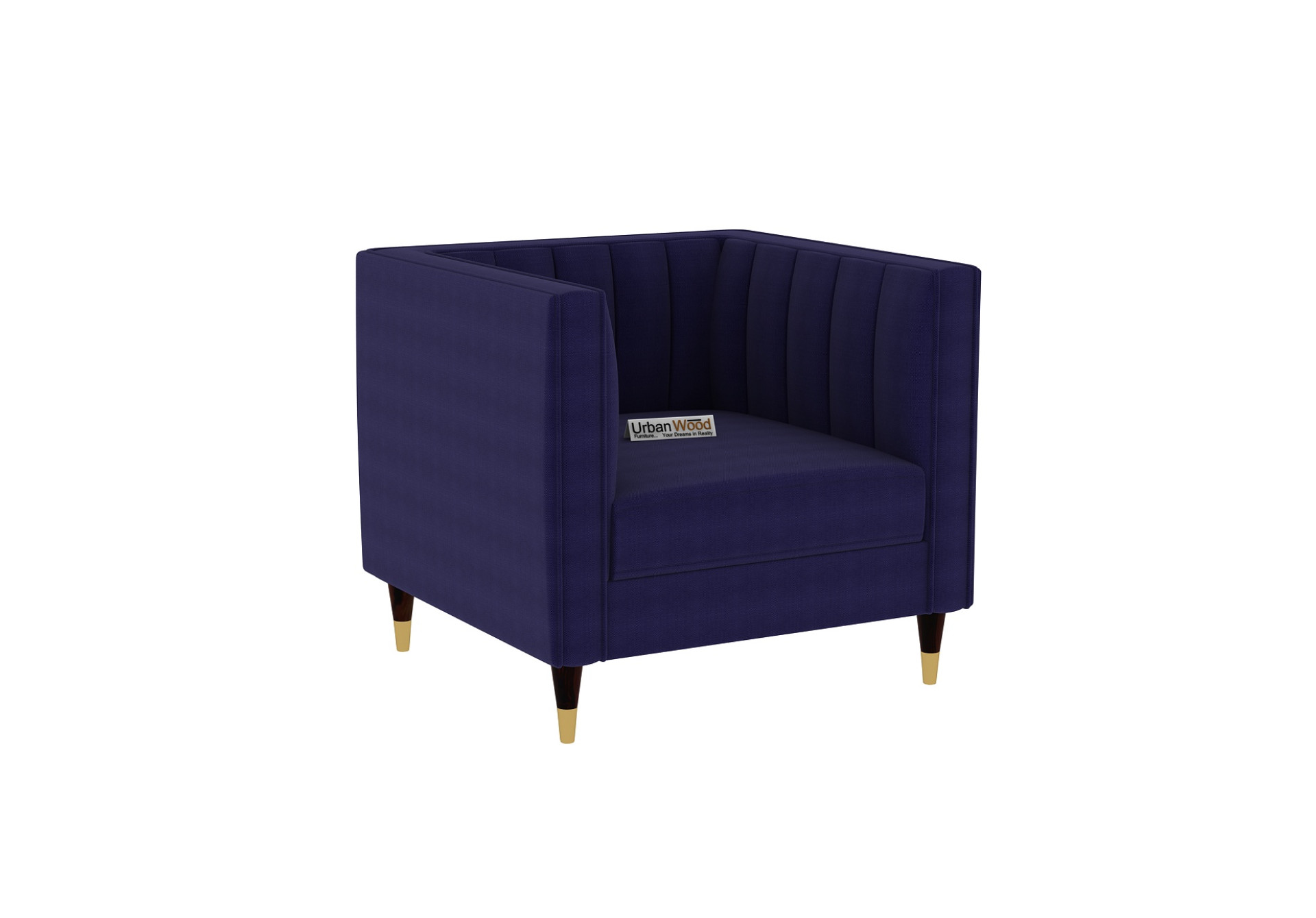 Abro 1 Seater Fabric Sofa (Cotton, Navy Blue)