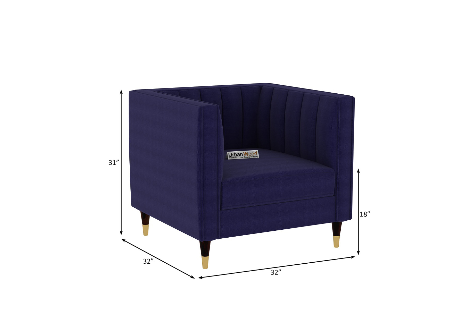 Abro 1 Seater Fabric Sofa (Cotton, Navy Blue)