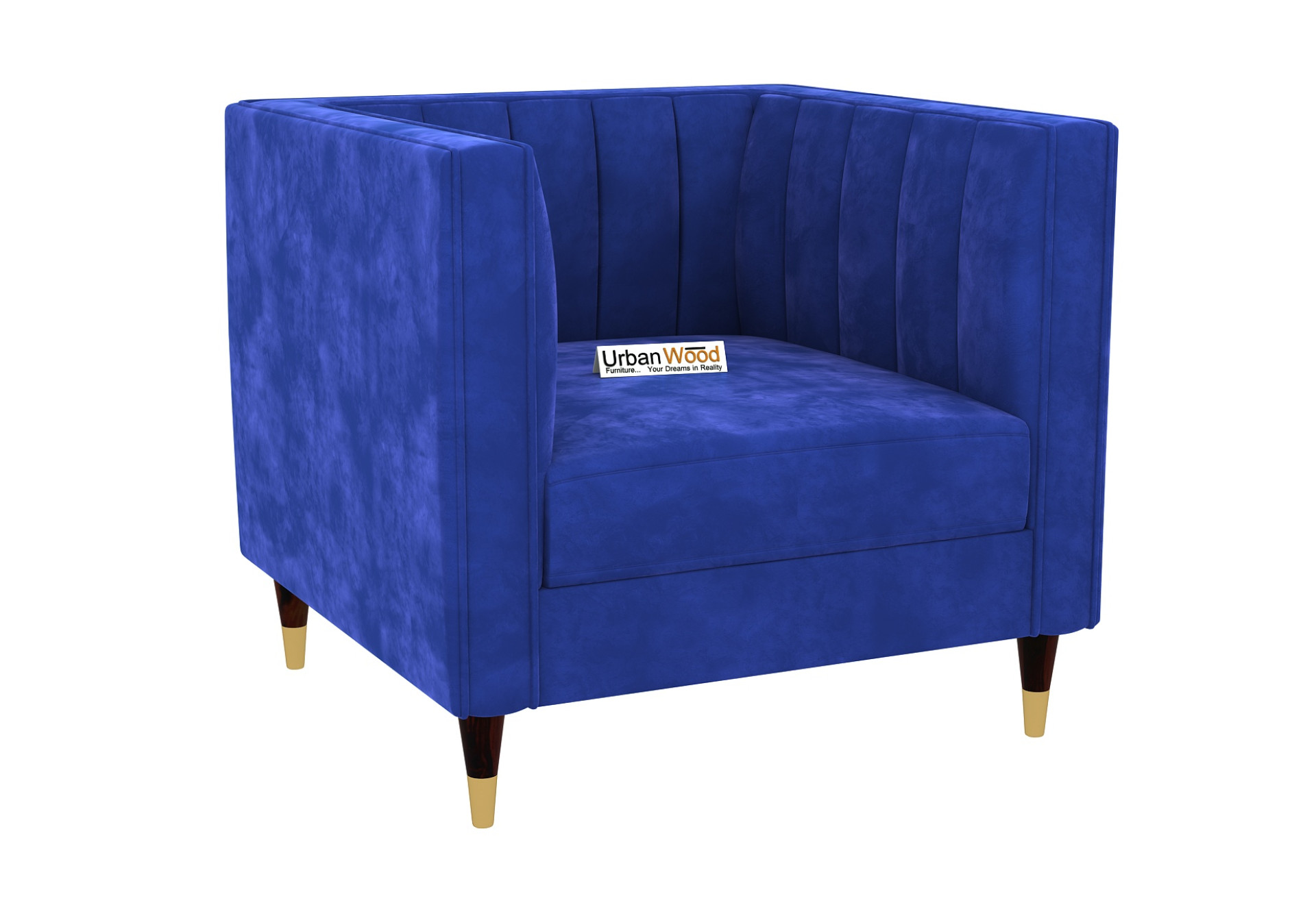 Abro 3+1+1 Seater Fabric Sofa (Velvet, Sapphire Blue)