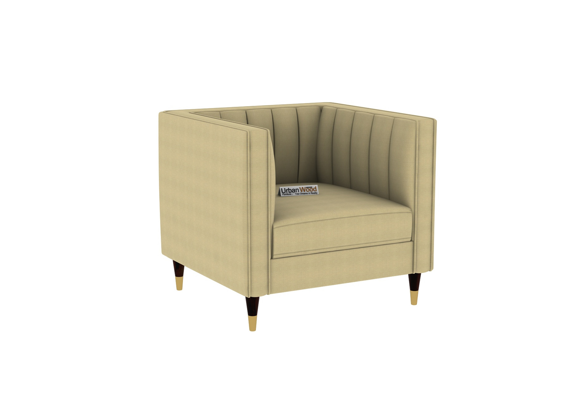 Abro 1 Seater Fabric Sofa (Cotton, Sepia Cream)