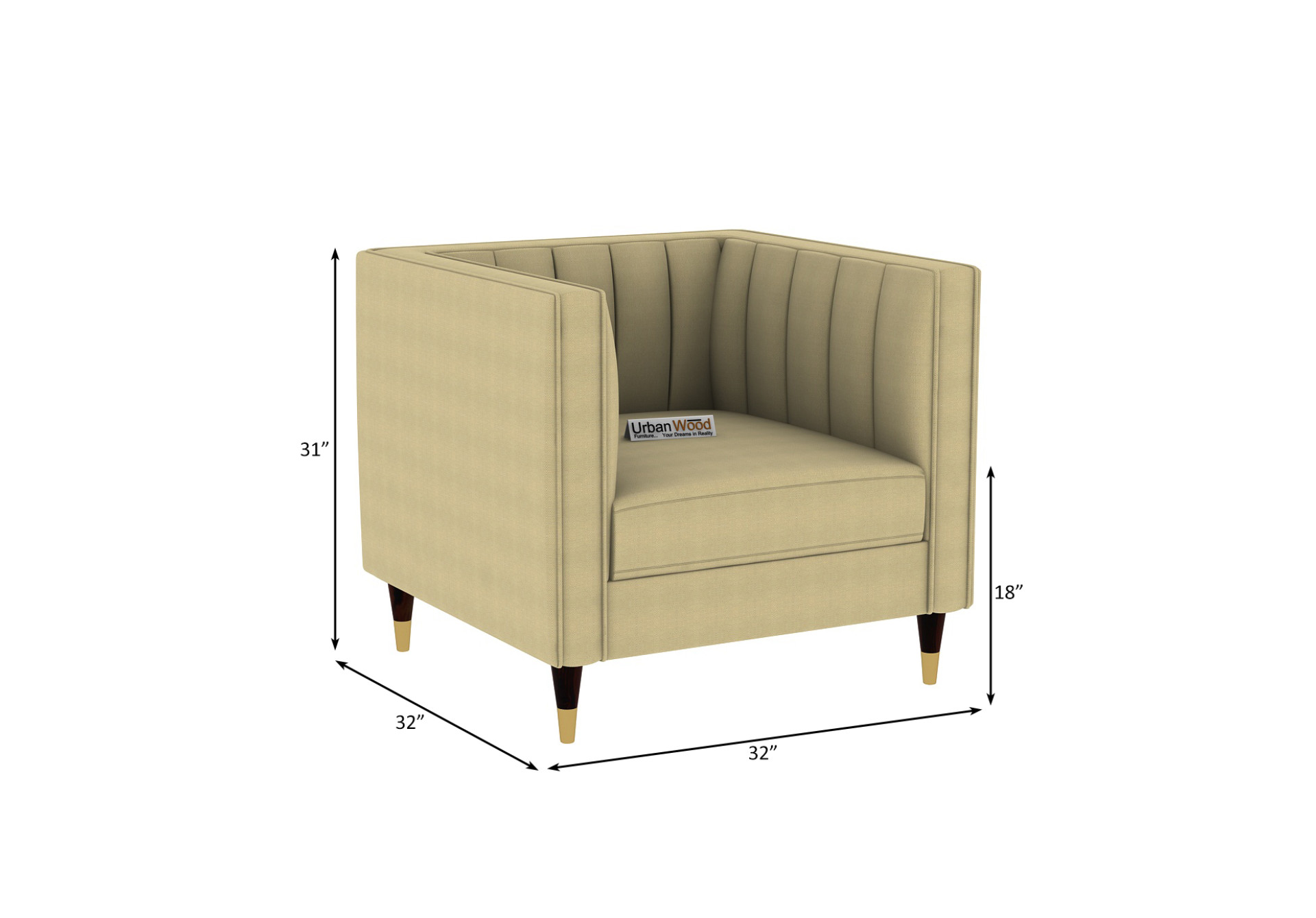 Abro 1 Seater Fabric Sofa (Cotton, Sepia Cream)