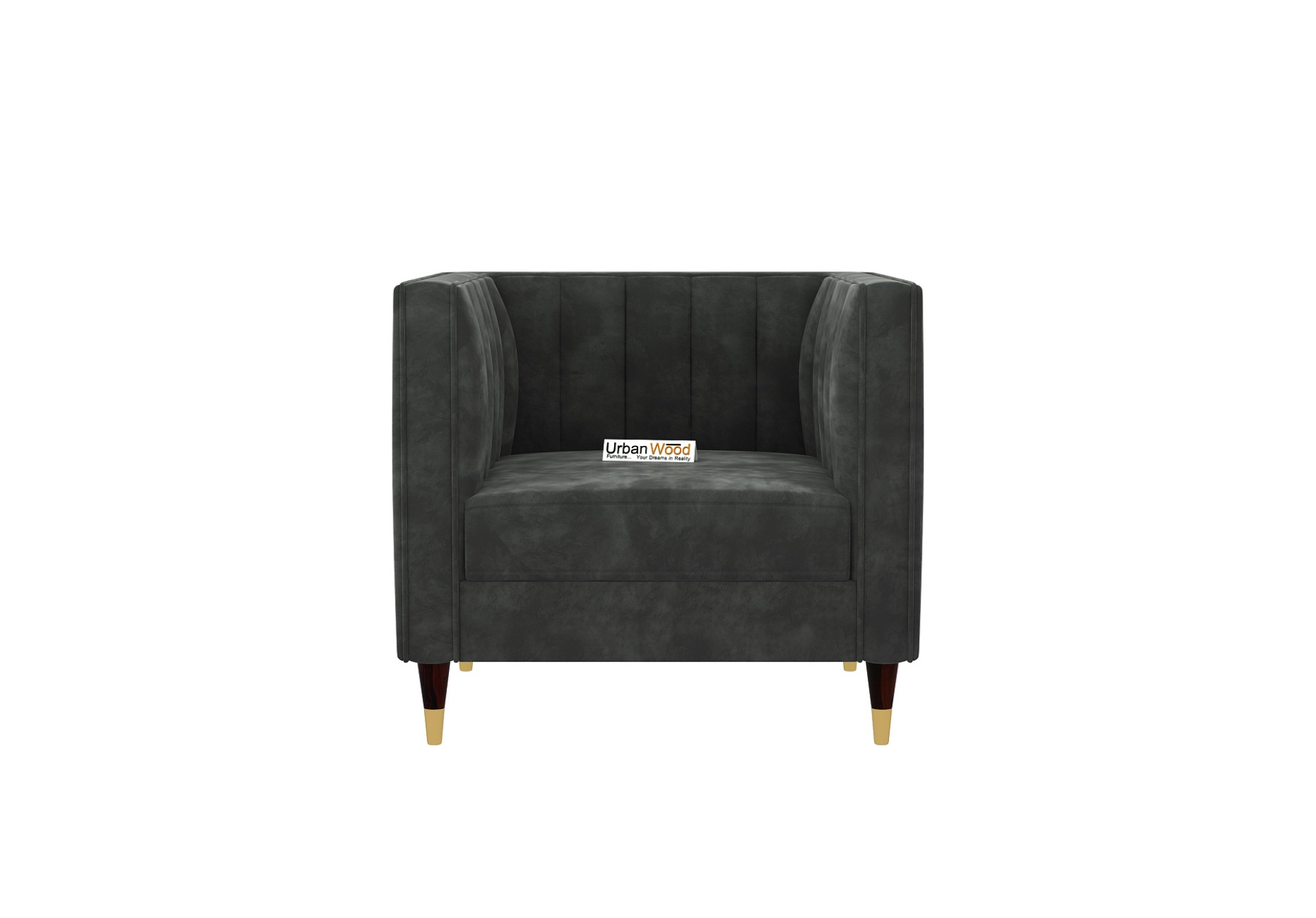 Abro 1 Seater Fabric Sofa (Velvet, Stone Grey)