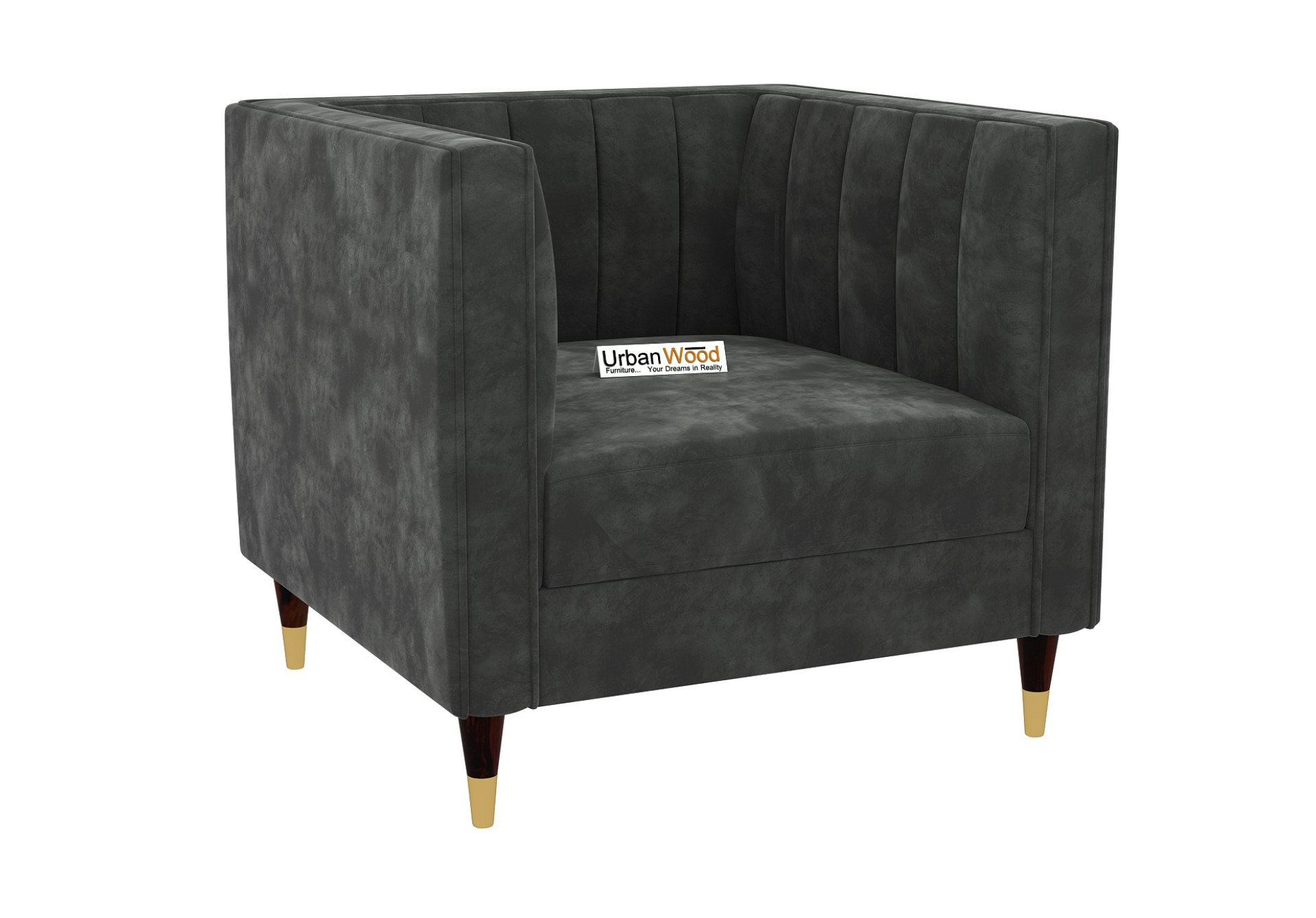 Abro 3+1+1 Seater Fabric Sofa (Velvet, Stone Grey)