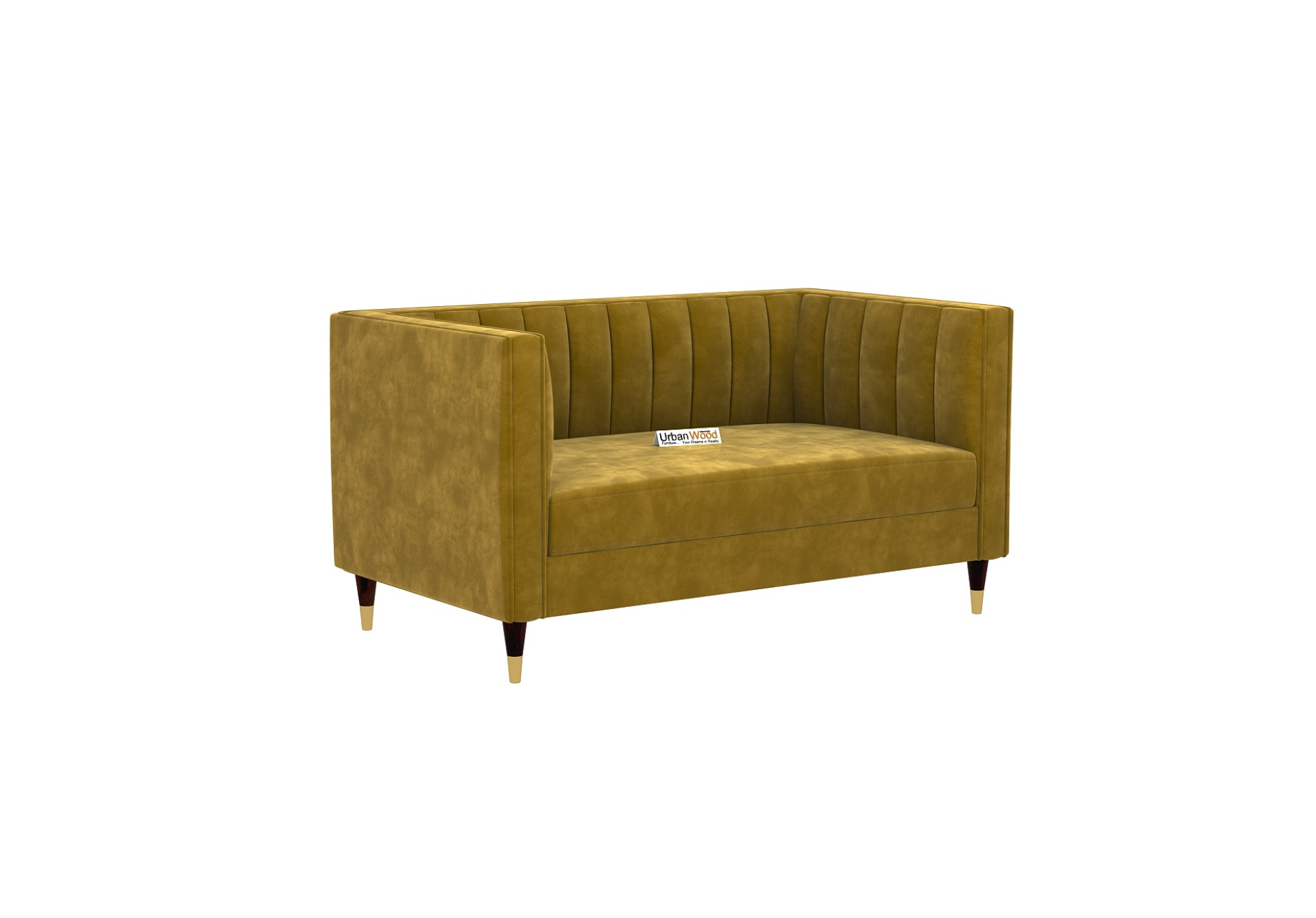 Abro 2 Seater Fabric Sofa (Velvet, Amber Gold)