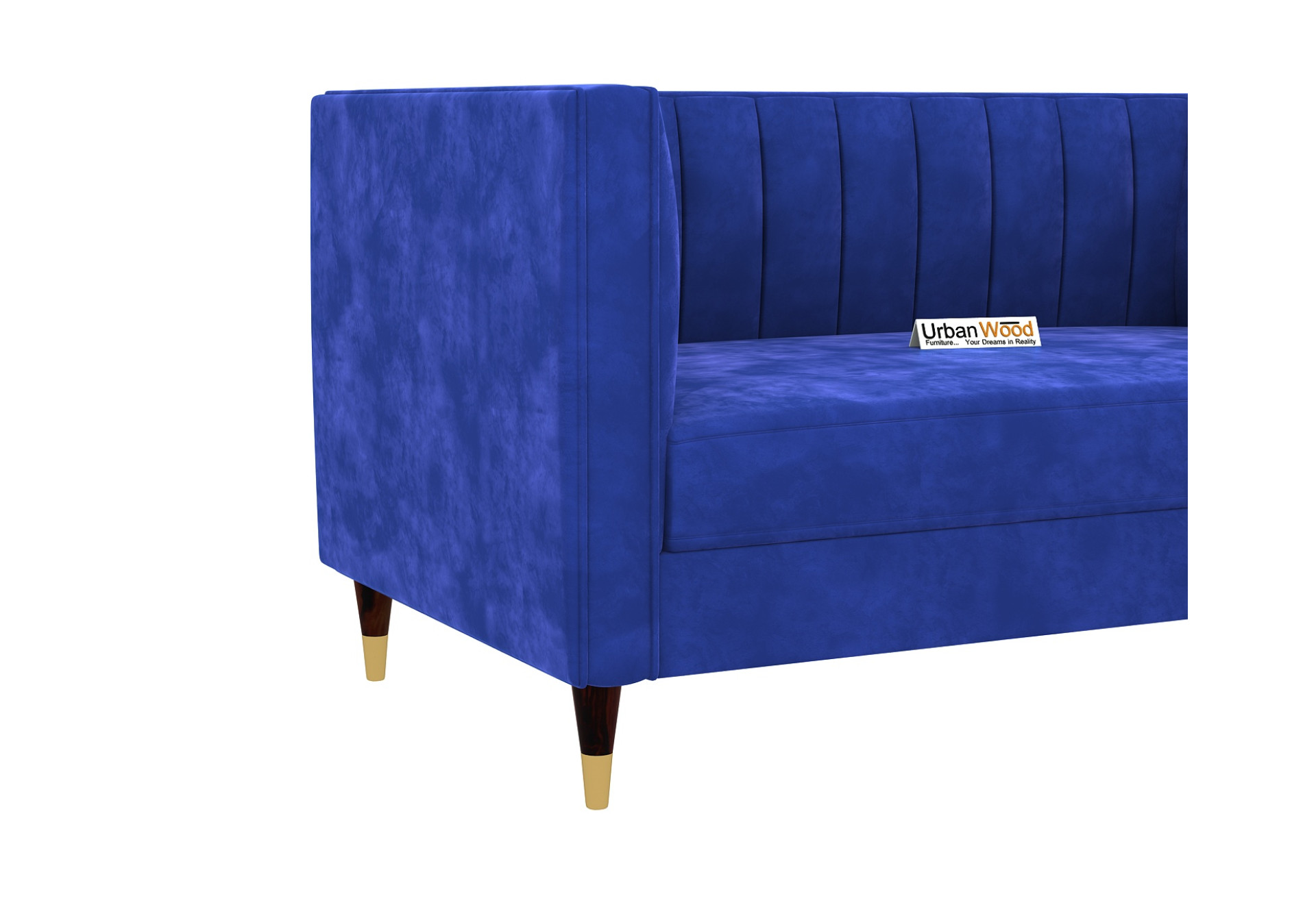Abro 2+1+1 Seater Fabric Sofa (Velvet, Sapphire Blue)