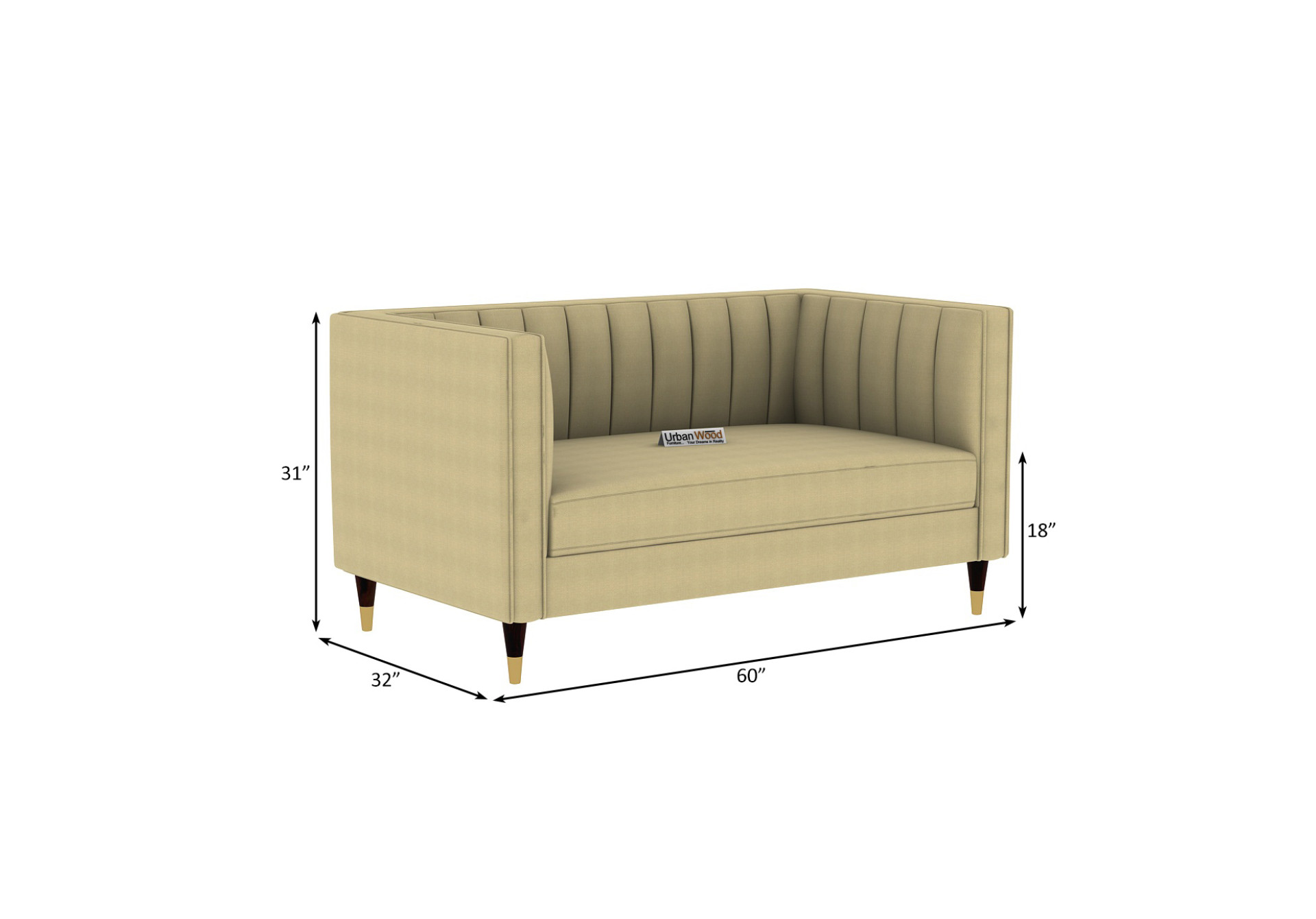 Abro 2 Seater Fabric Sofa (Cotton, Sepia Cream)