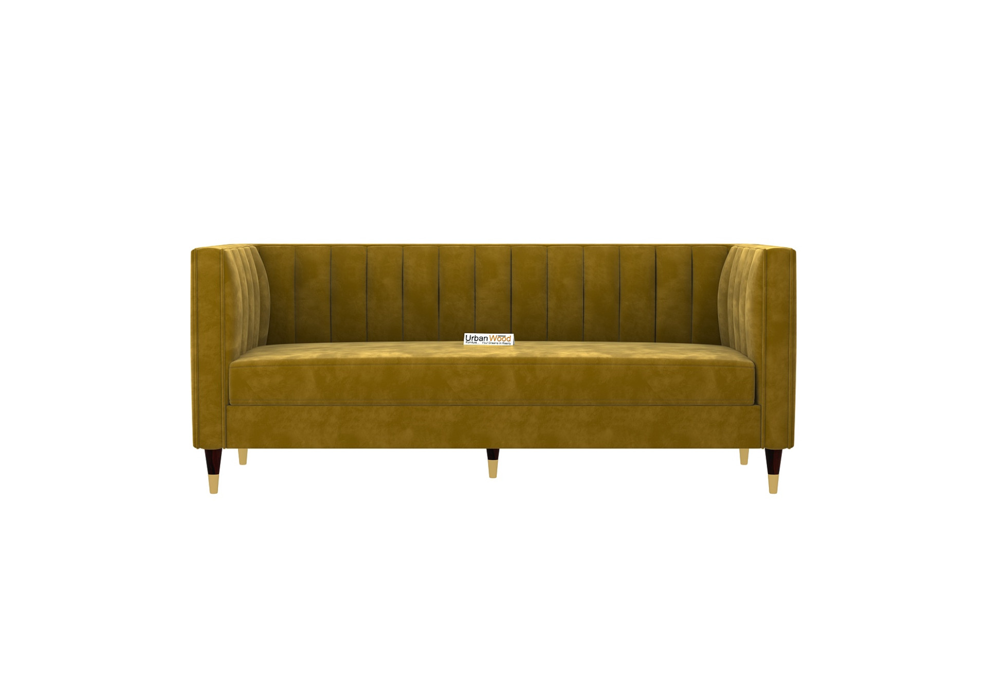 Abro 3 Seater Fabric Sofa (Velvet, Amber Gold)