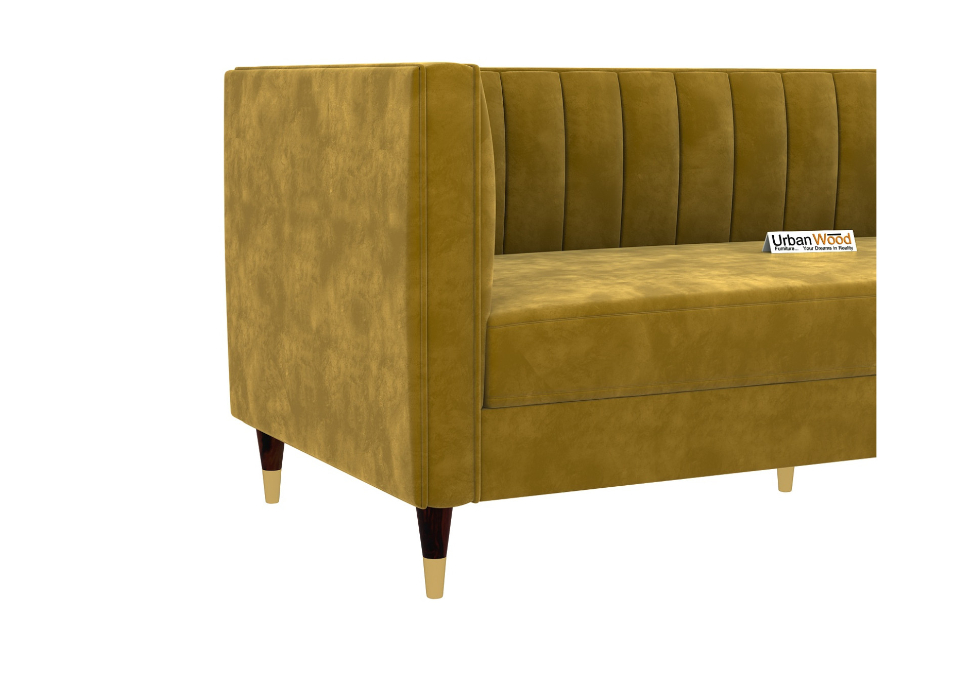 Abro 3+1+1 Seater Fabric Sofa (Velvet, Amber Gold)