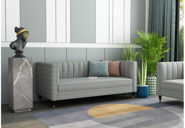 Abro 3 Seater Fabric Sofa (Cotton, Steel Gray)