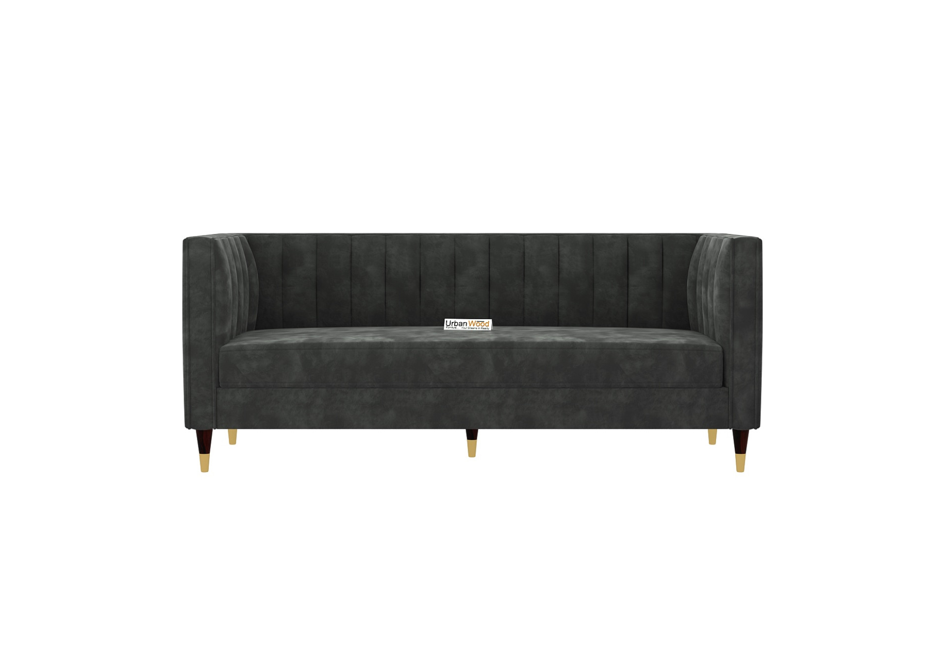 Abro 3 Seater Fabric Sofa (Velvet, Stone Gray)