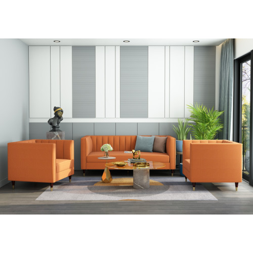 Abro 3+1+1 Seater Fabric Sofa (Cotton, Diana Orange)