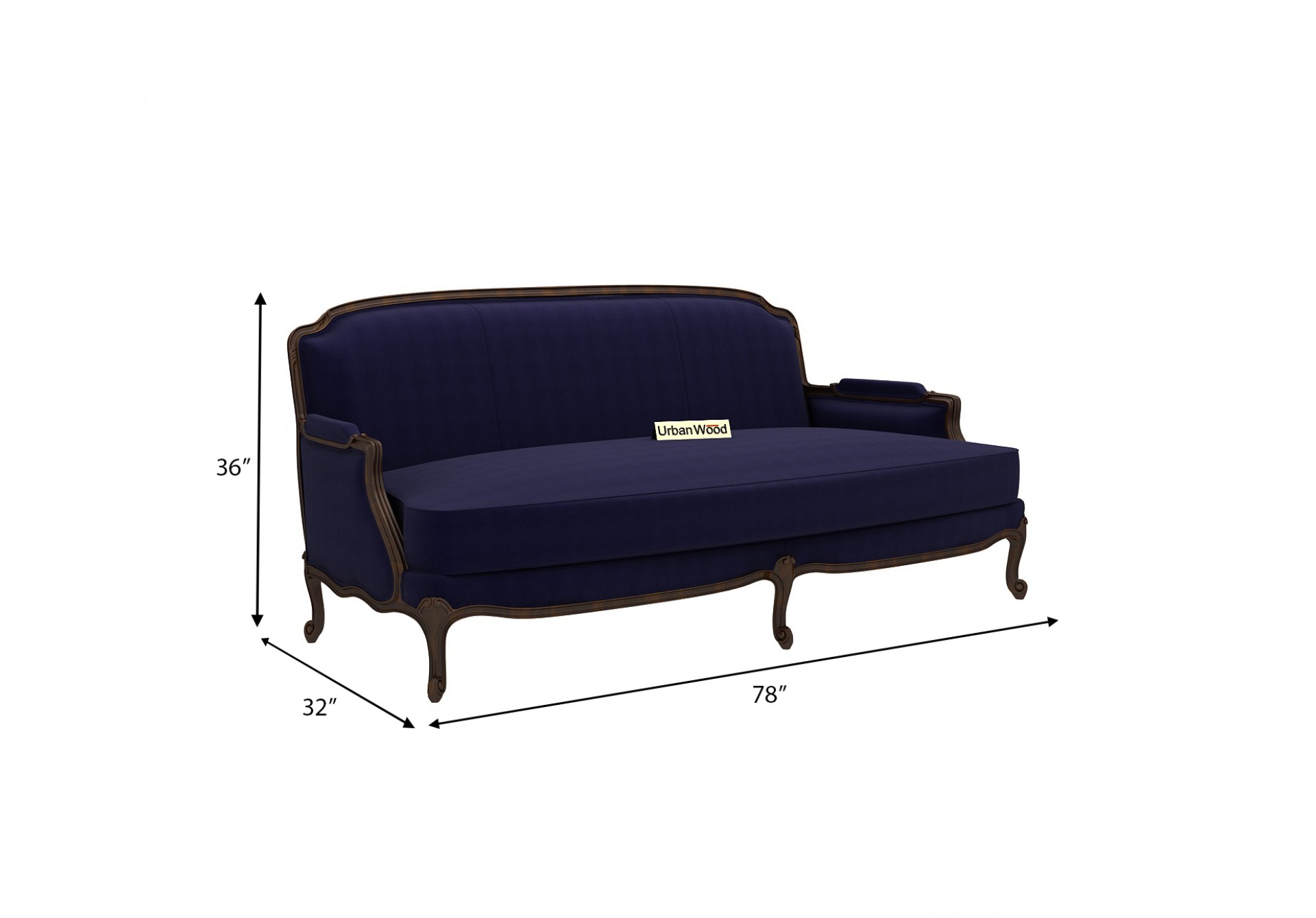 Abro 3 Seater Sofa (Cotton, Navy blue)
