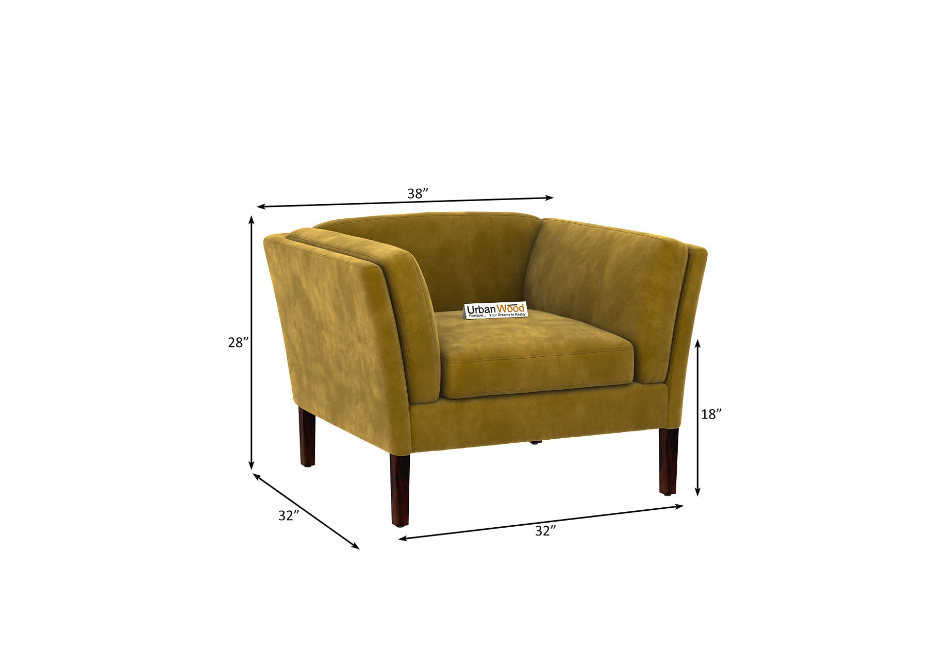 Crimson 2+1+1 Seater Fabric Sofa (Velvet, Amber Gold)