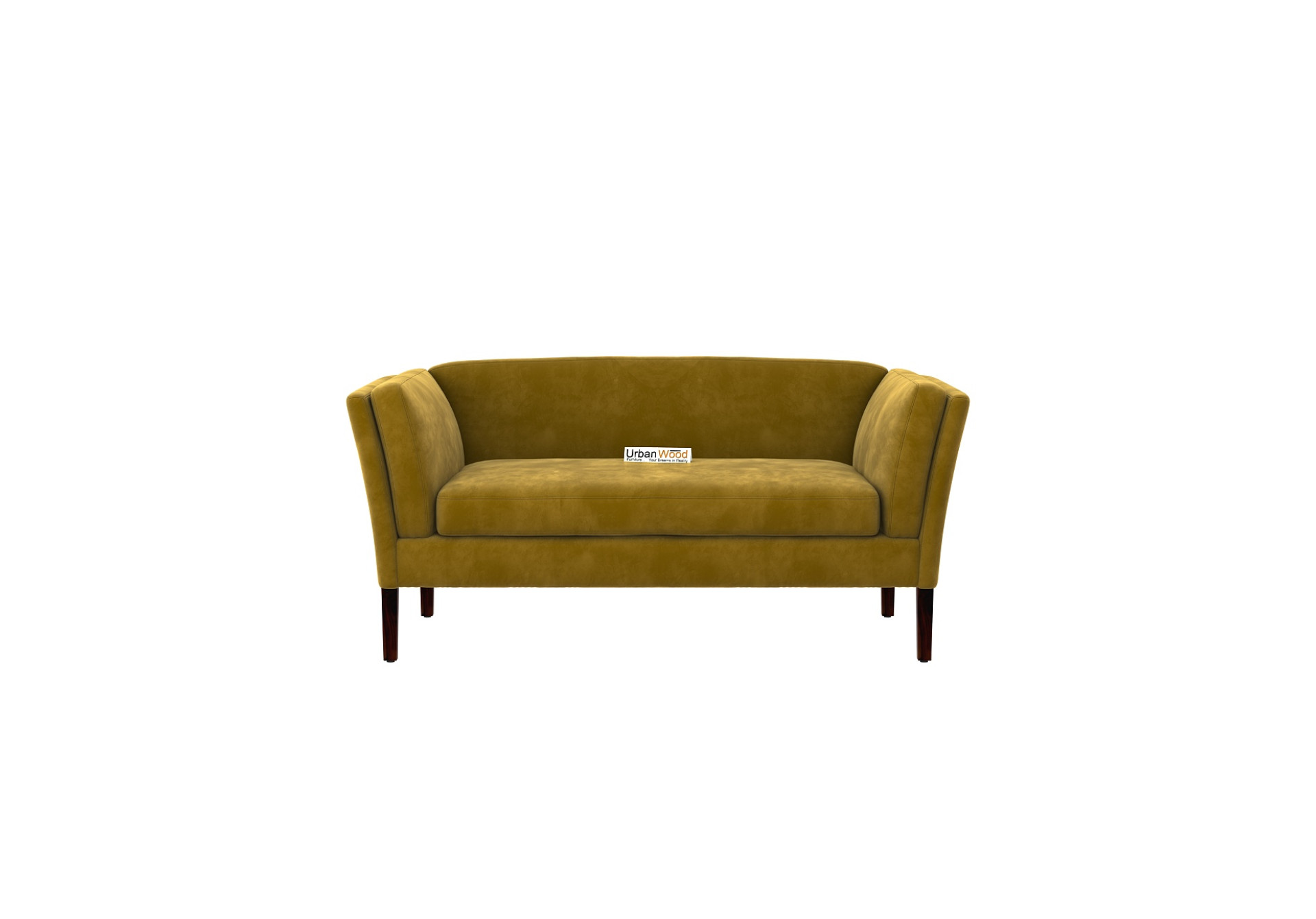Crimson 2 Seater Fabric Sofa (Velvet, Amber Gold)