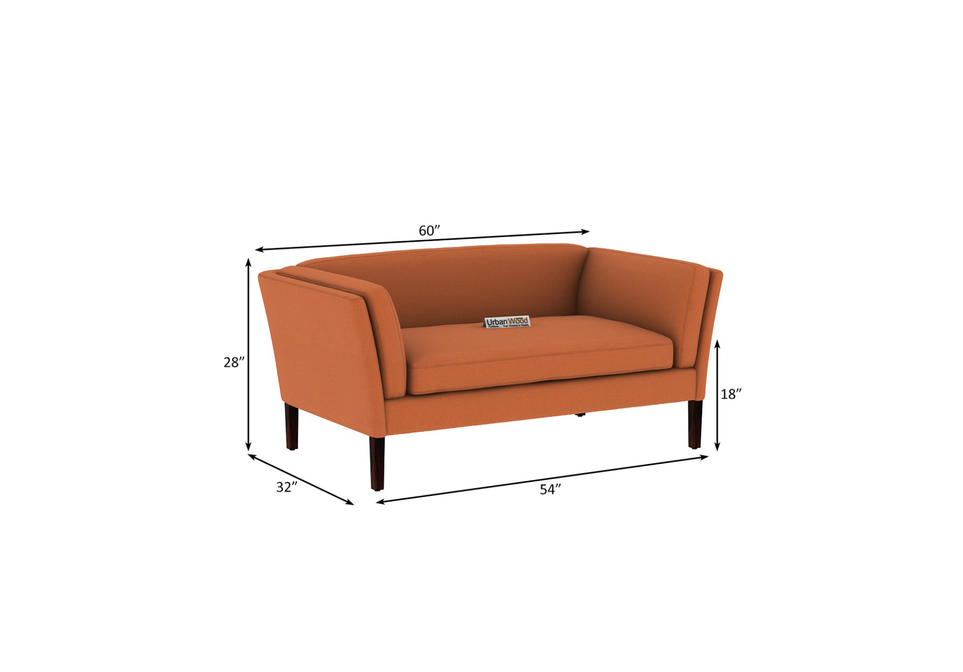 Crimson 2 Seater Fabric Sofa (Cotton, Diana Orange)