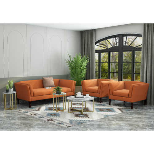 Crimson 3+1+1 Seater Fabric Sofa (Cotton, Diana Orange)