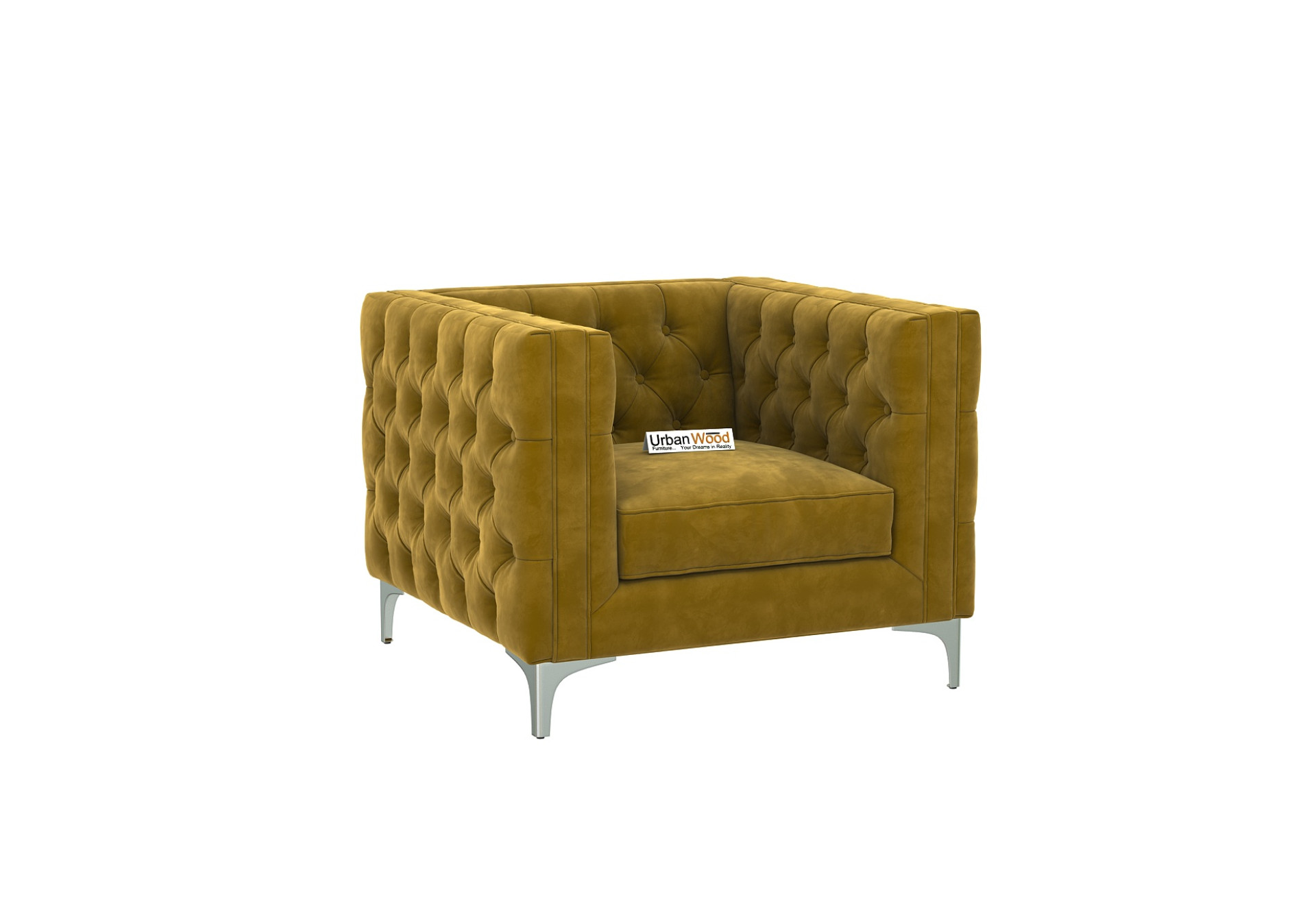 Curio 3+1+1 Seater Fabric Sofa (Velvet, Amber Gold)