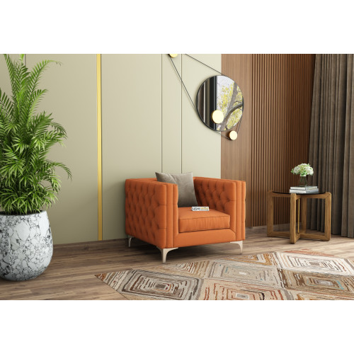 Curio 1 Seater Fabric Sofa (Cotton, Diana Orange)