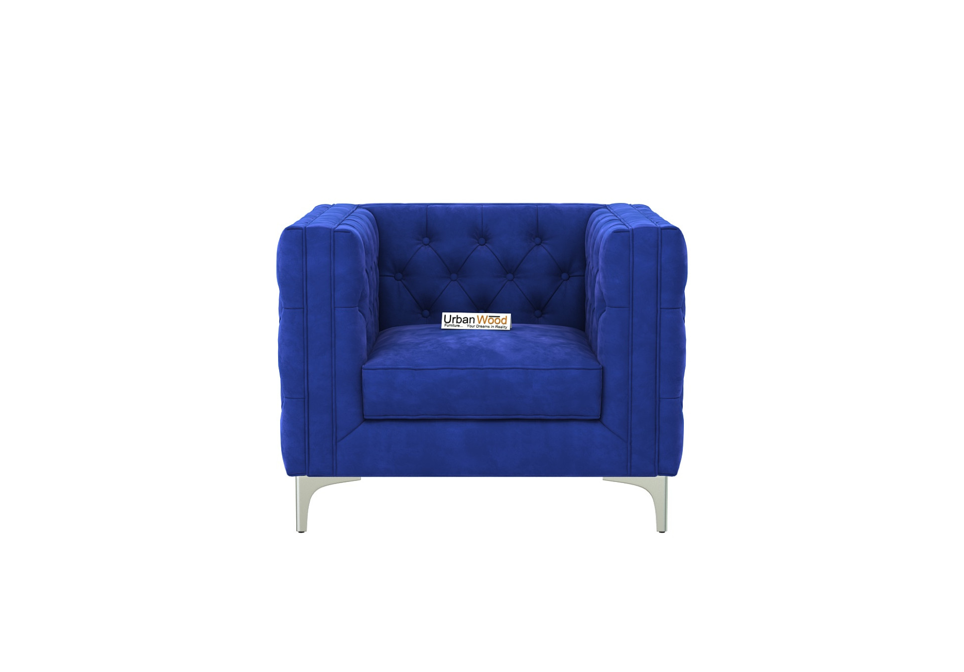 Curio 1 Seater Fabric Sofa (Velvet, Sapphire Blue)