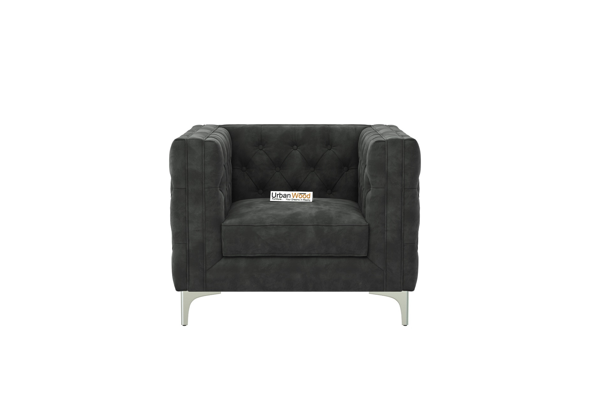 Curio 1 Seater Fabric Sofa (Velvet, Stone Grey)