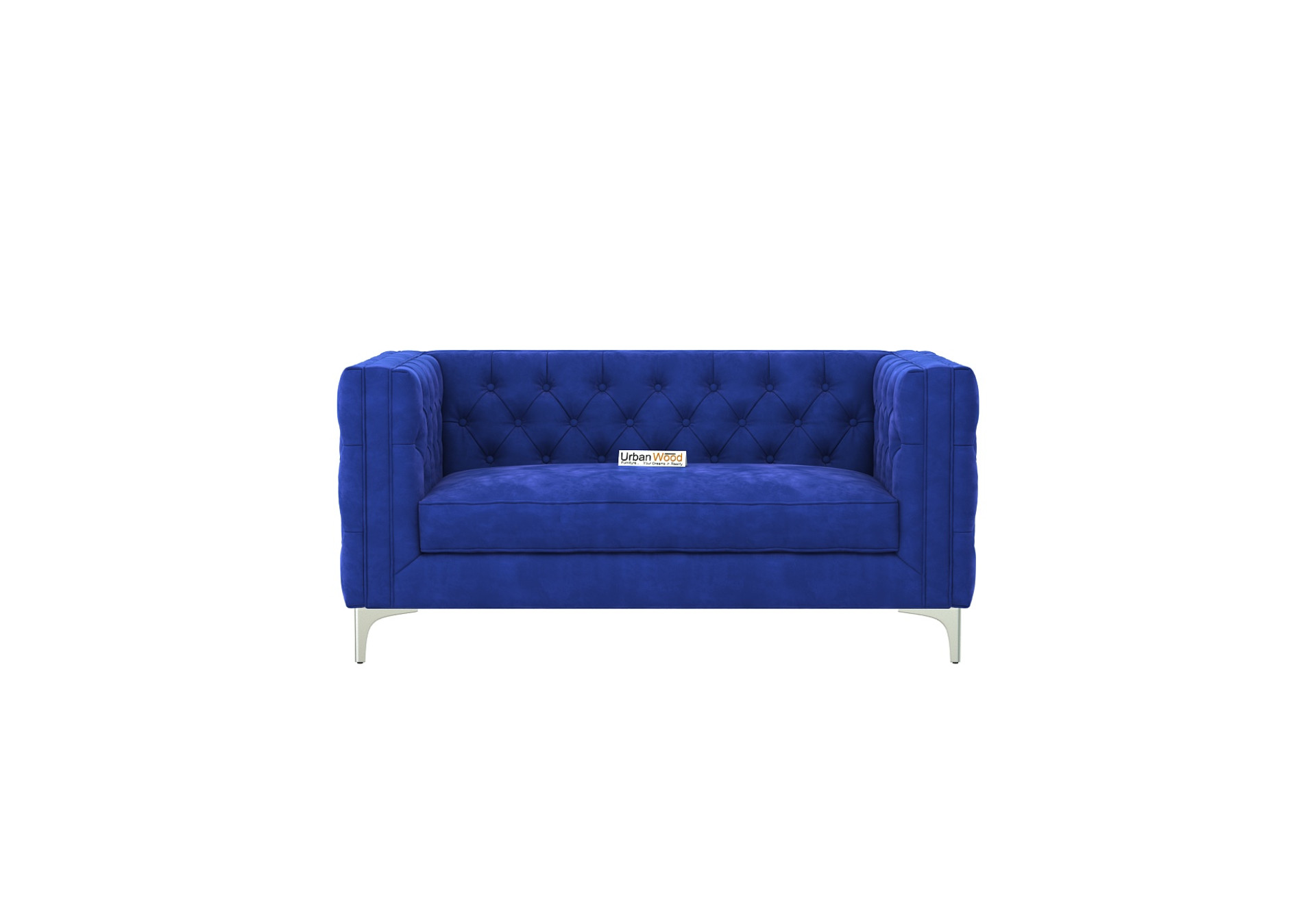 Curio 2 Seater Fabric Sofa (Velvet, Sapphire Blue)