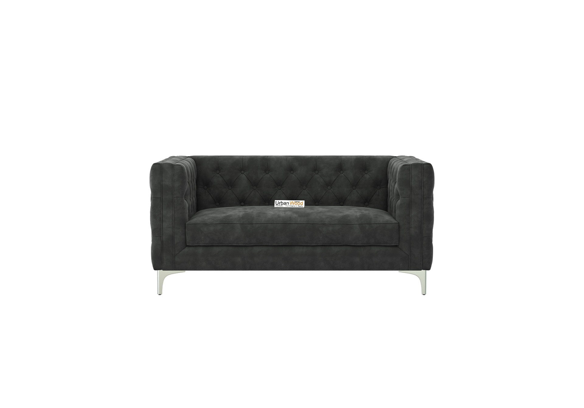 Curio 2 Seater Fabric Sofa (Velvet, Stone Grey)
