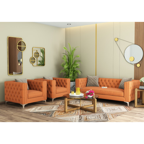 Curio 3+1+1 Seater Fabric Sofa (Cotton, Diana Orange)
