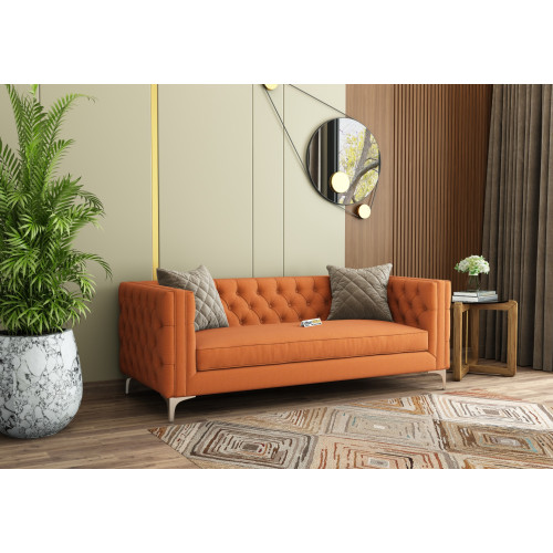 Curio 3 Seater Fabric Sofa (Cotton, Diana Orange)
