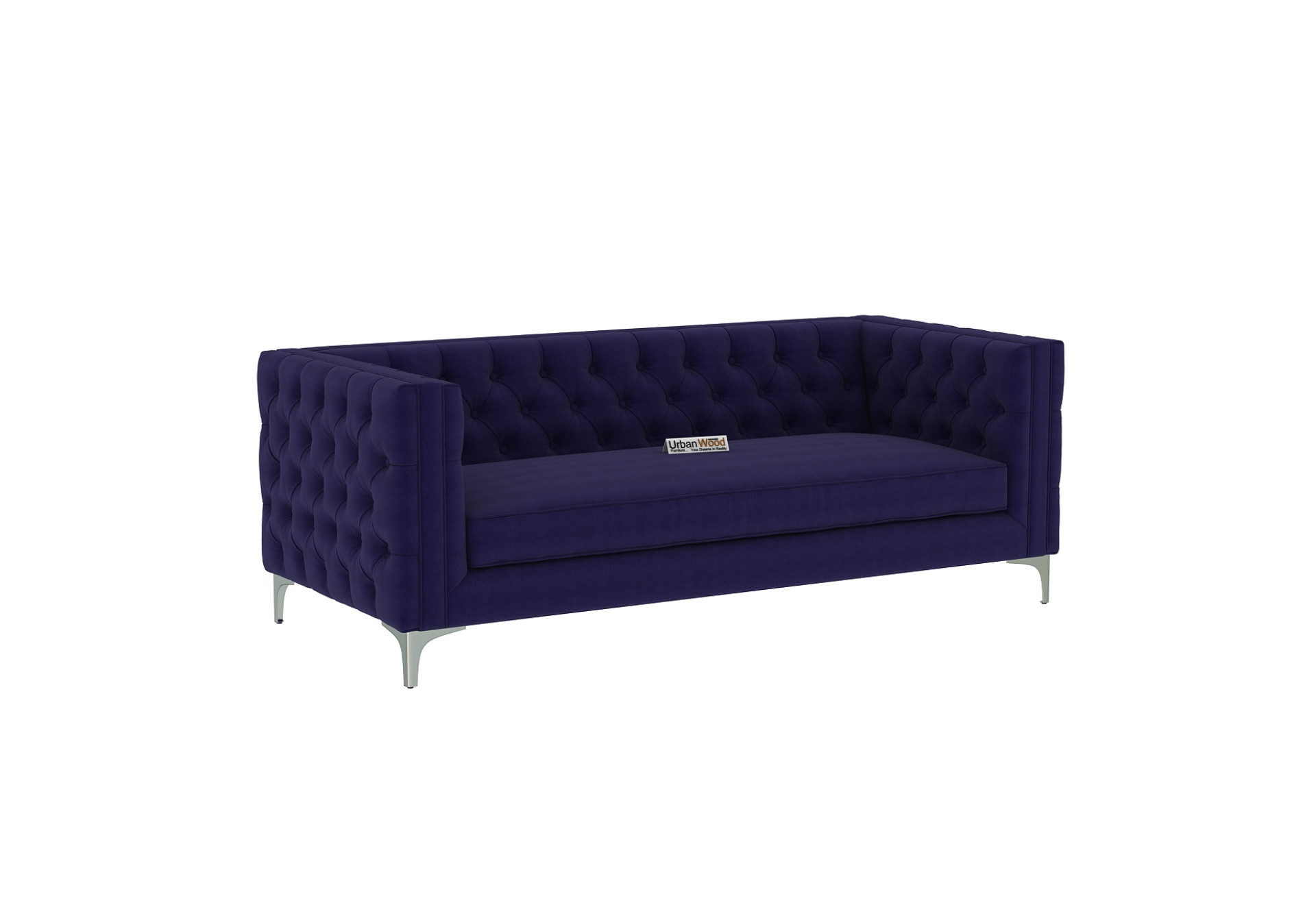 Curio 3 Seater Fabric Sofa (Cotton, Navy Blue)