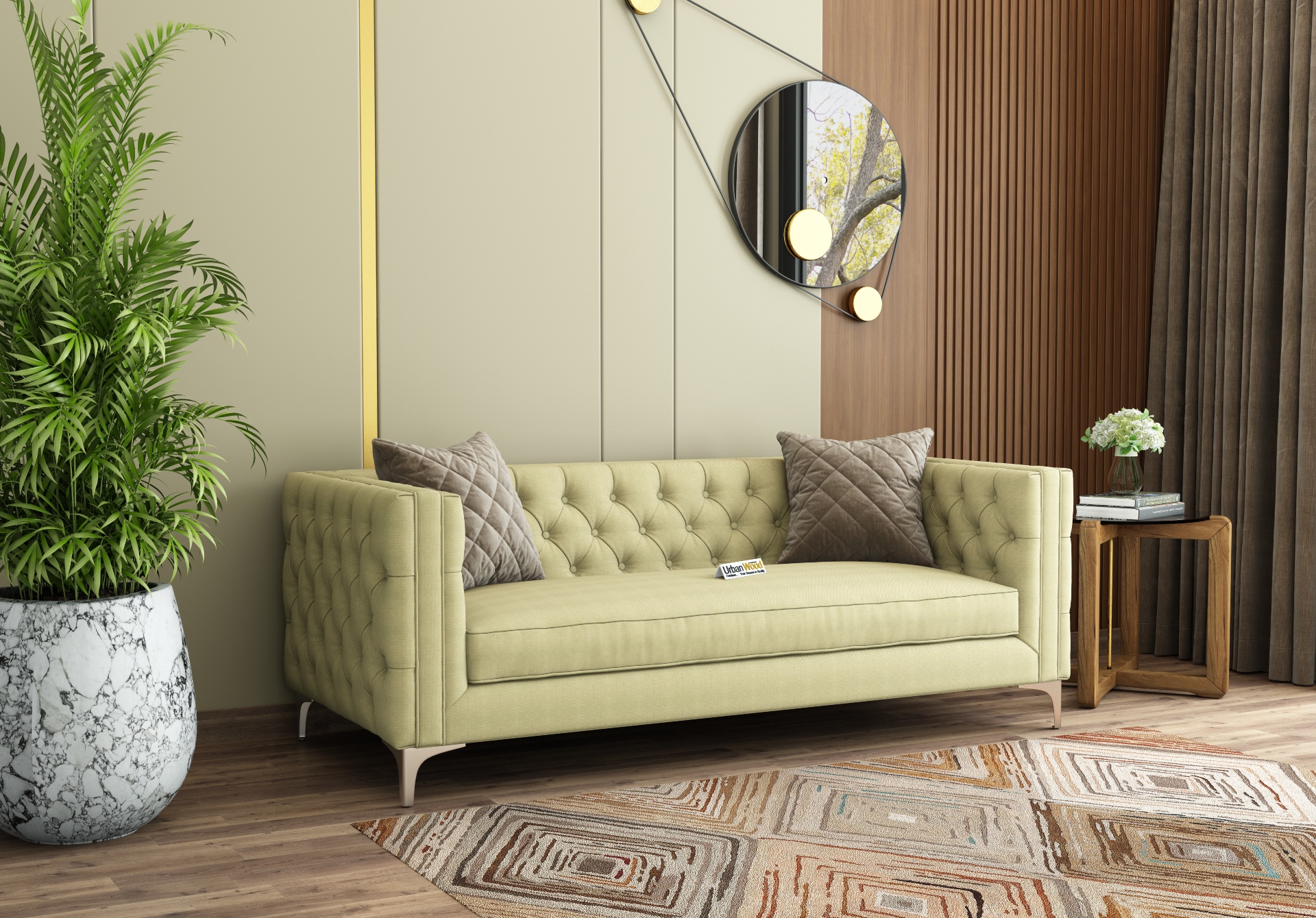 Curio 3 Seater Fabric Sofa (Cotton, Sepia Cream)