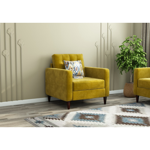 Hamper 1 Seater Fabric Sofa (Velvet, Amber Gold)