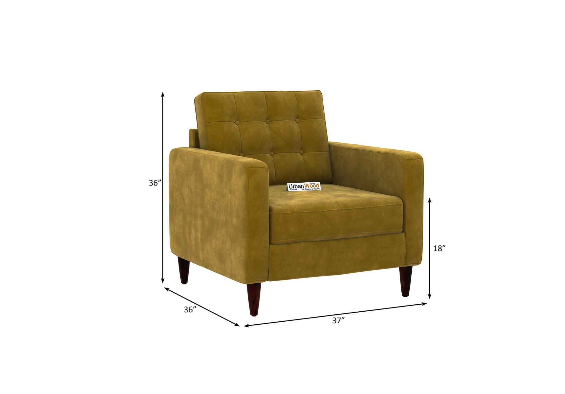 Hamper 3+1+1 Seater Fabric Sofa (Velvet, Amber Gold)