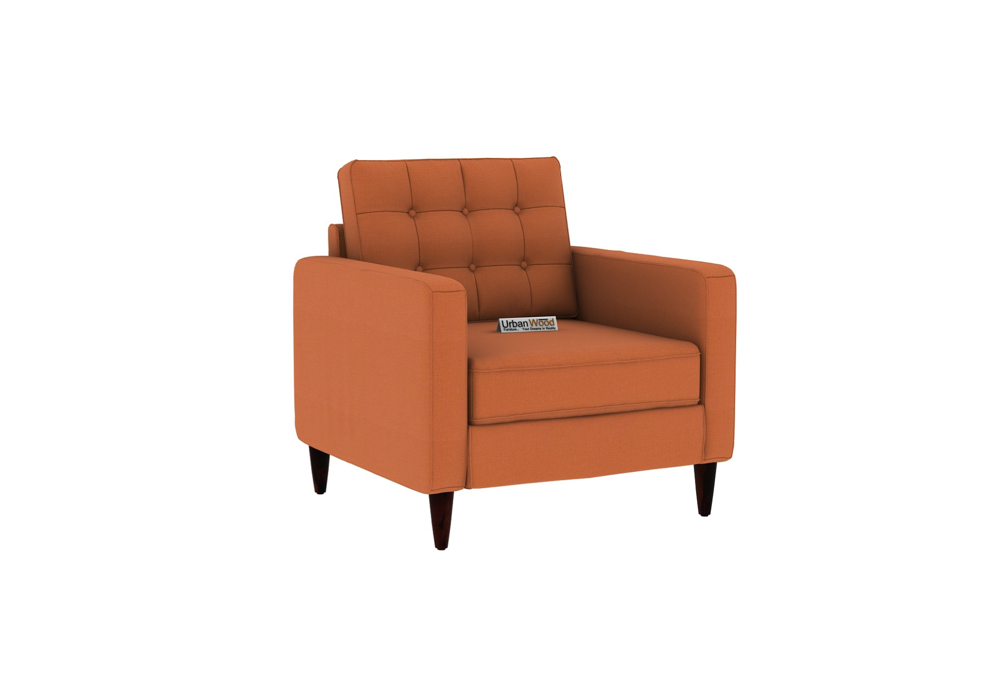 Hamper 1 Seater Fabric Sofa (Cotton, Diana Orange)