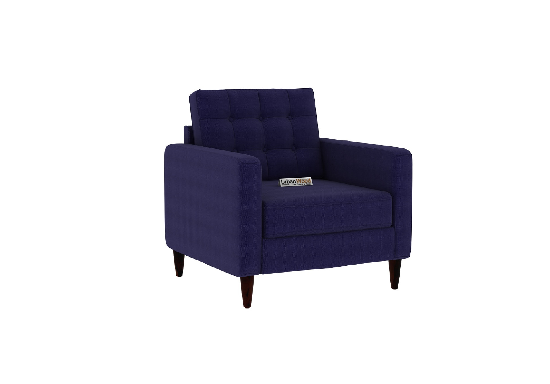 Hamper 1 Seater Fabric Sofa (Cotton, Navy Blue)