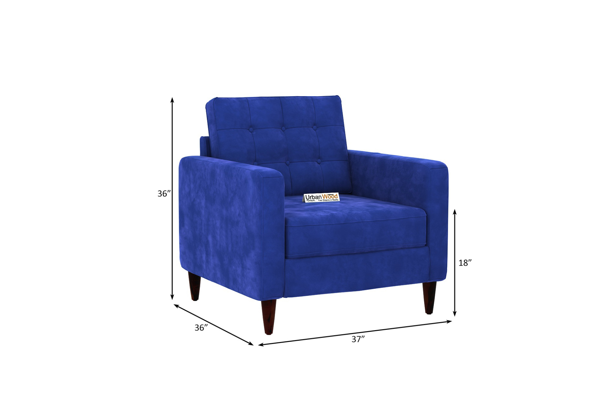 Hamper 3+1+1 Seater Fabric Sofa (Velvet, Sapphire Blue)