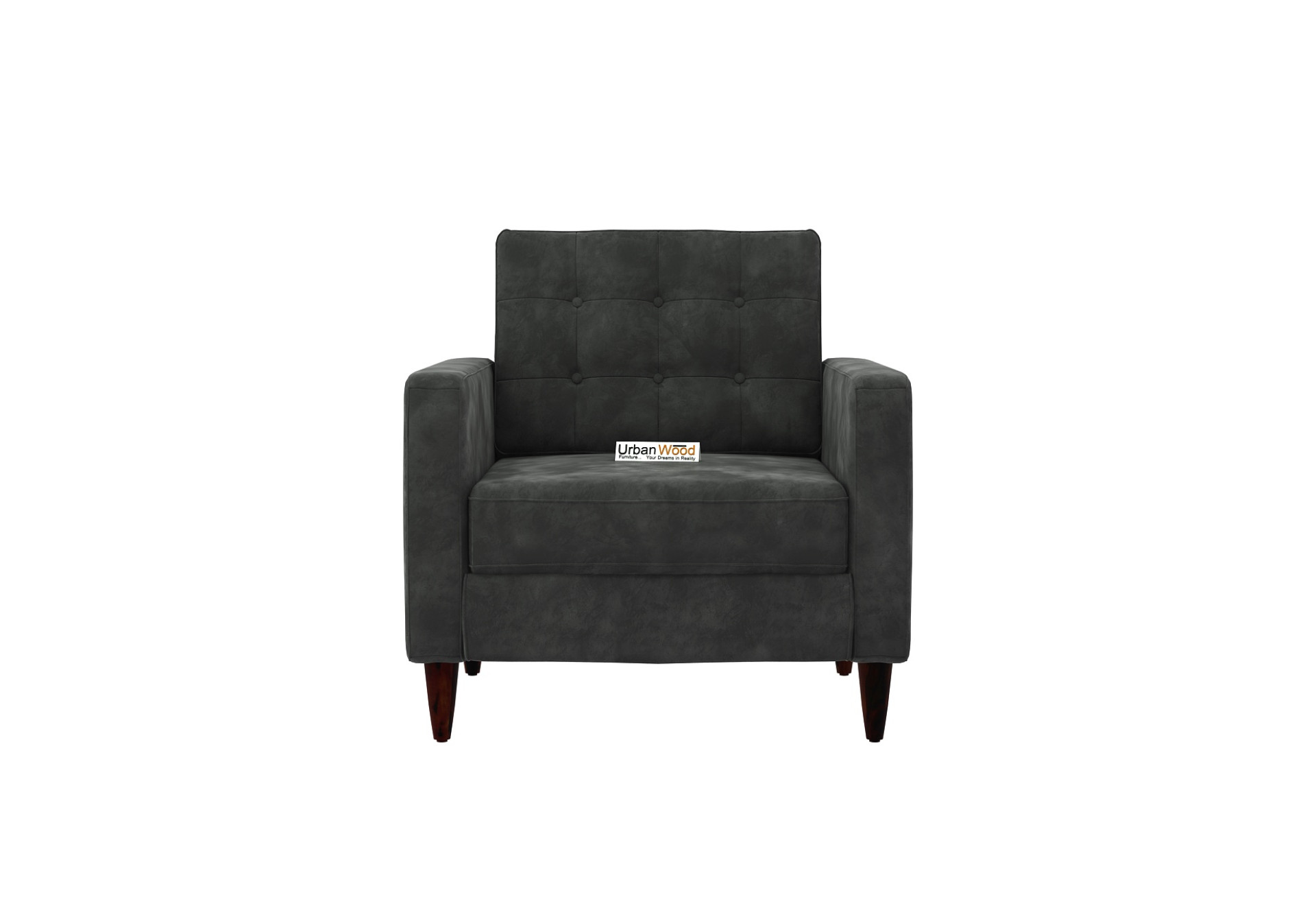 Hamper 1 Seater Fabric Sofa (Velvet, Stone Grey)