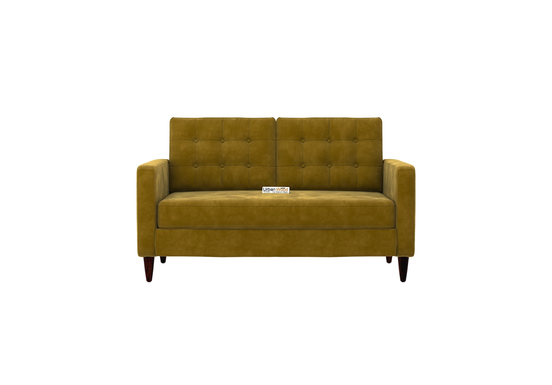 Hamper 2 Seater Fabric Sofa (Velvet, Amber Gold)