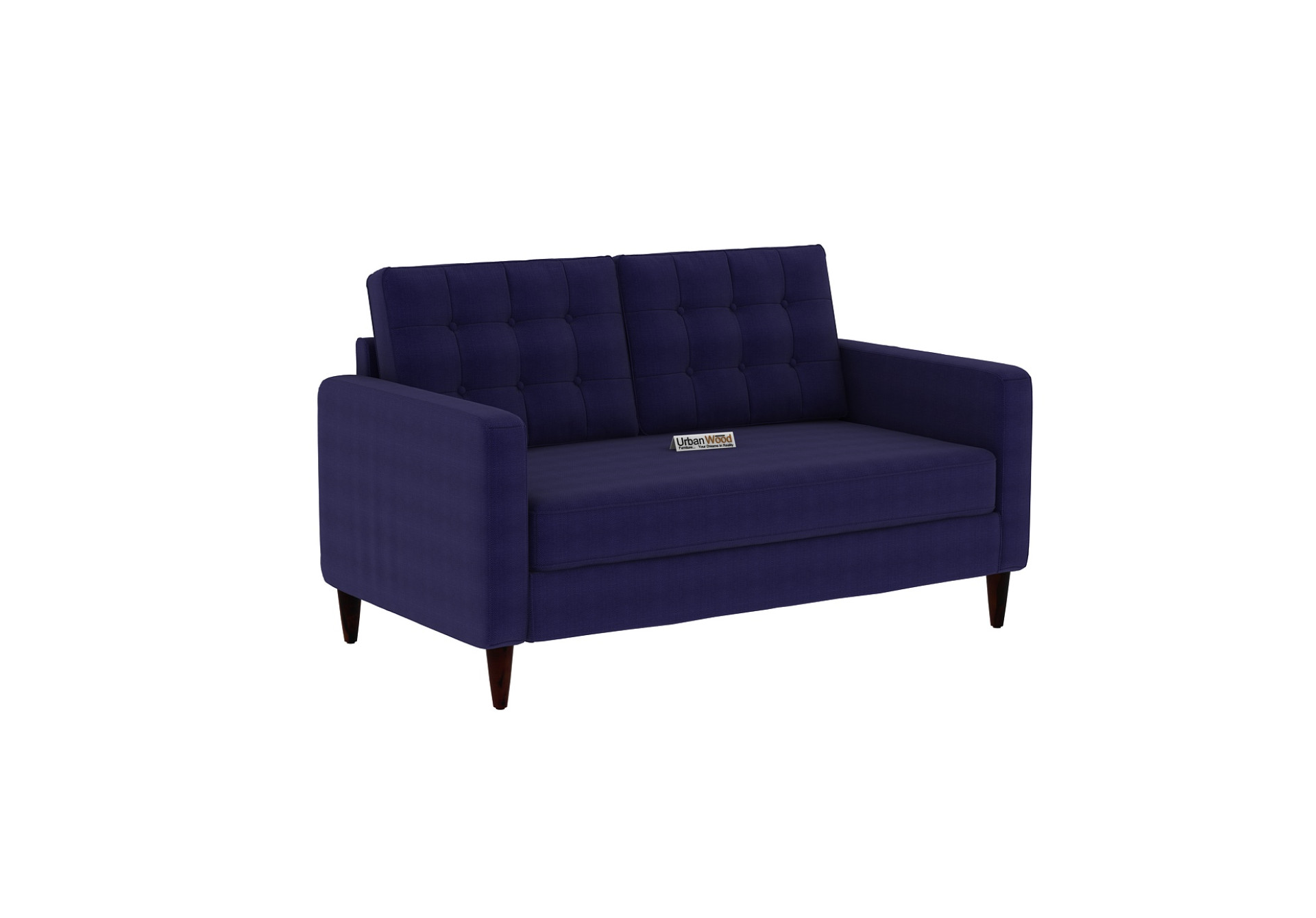 Hamper 2 Seater Fabric Sofa (Cotton, Navy Blue)