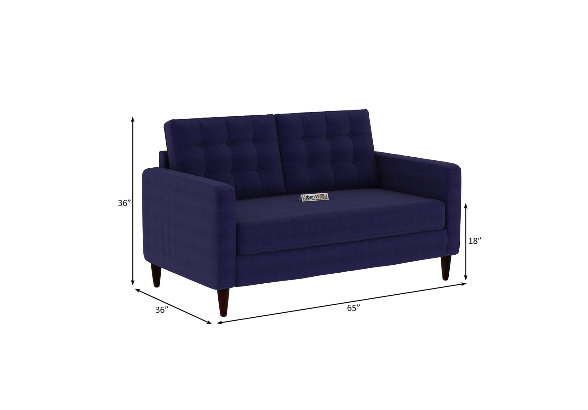 Hamper 2+1+1 Seater Fabric Sofa (Cotton, Navy Blue)