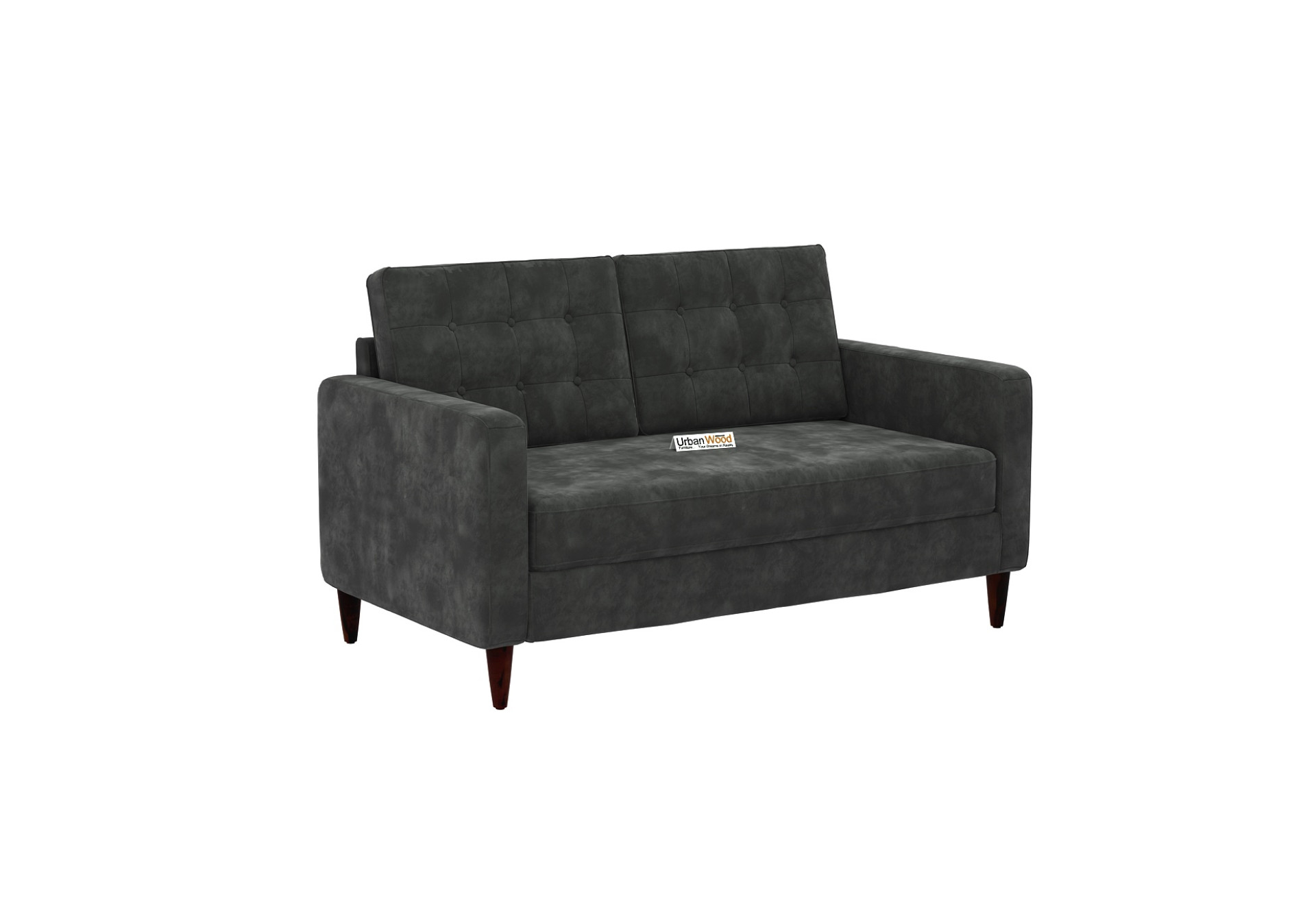 Hamper 2 Seater Fabric Sofa (Velvet, Stone Grey)