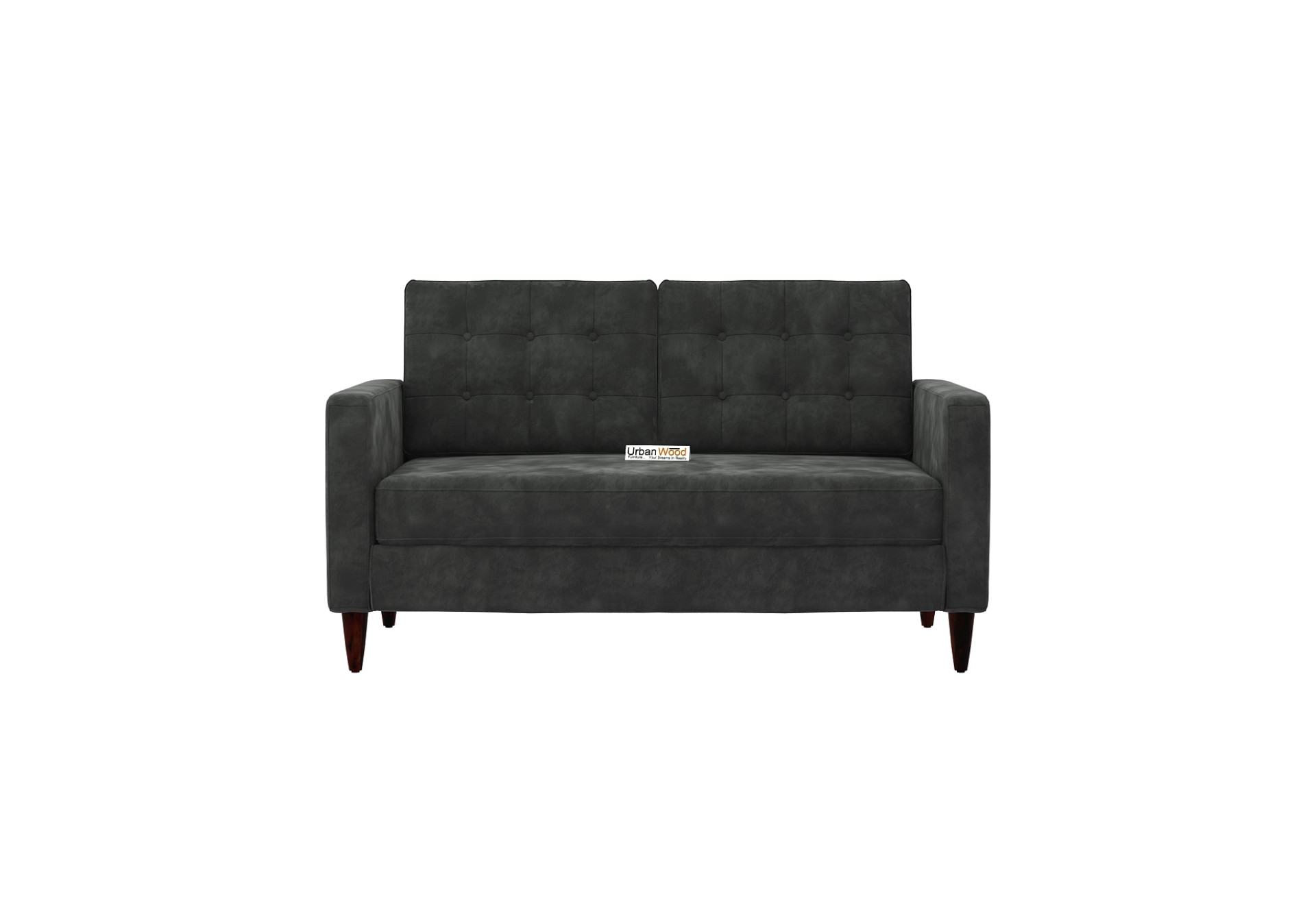Hamper 2 Seater Fabric Sofa (Velvet, Stone Grey)