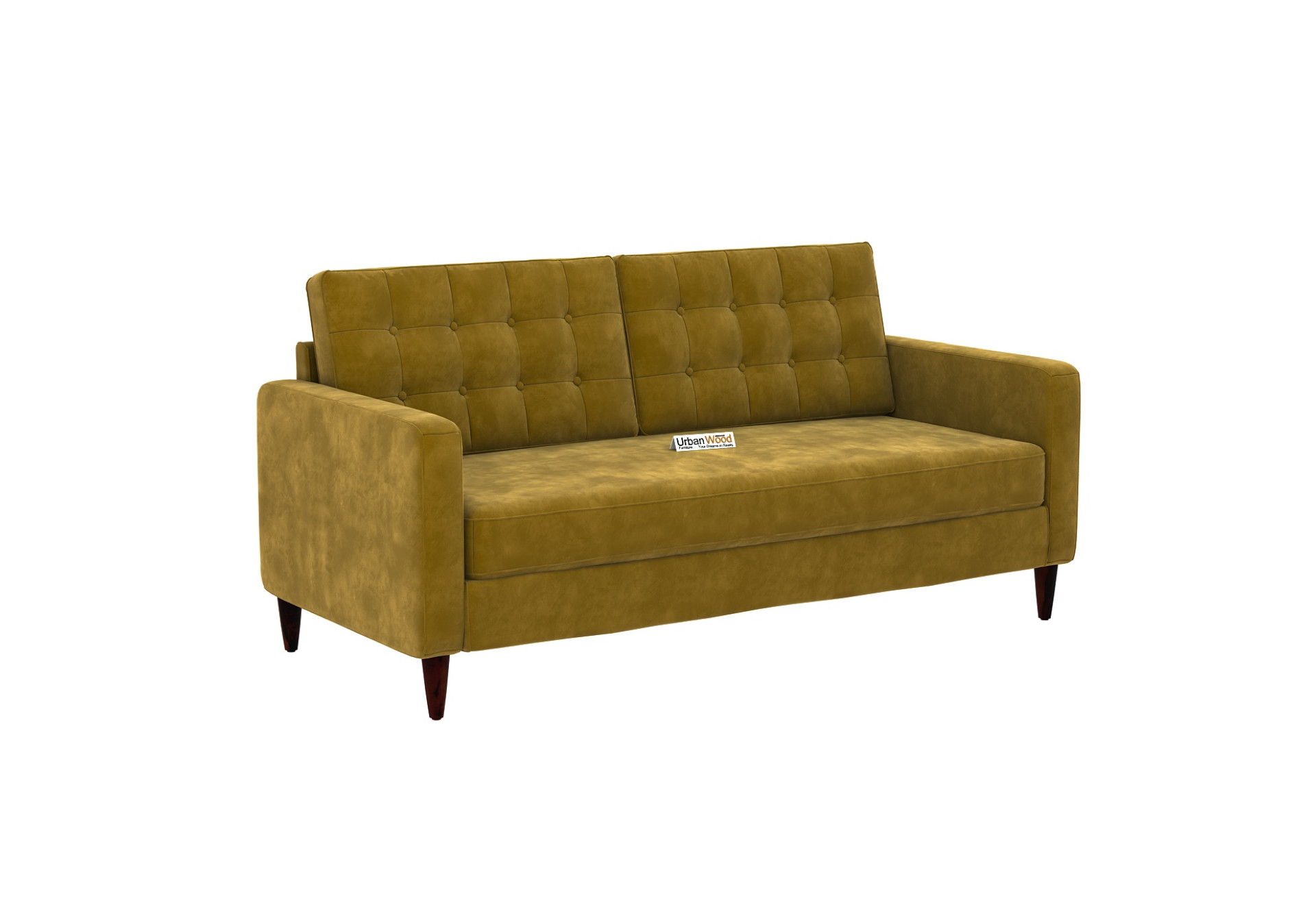 Hamper 3 Seater Fabric Sofa (Velvet, Amber Gold)